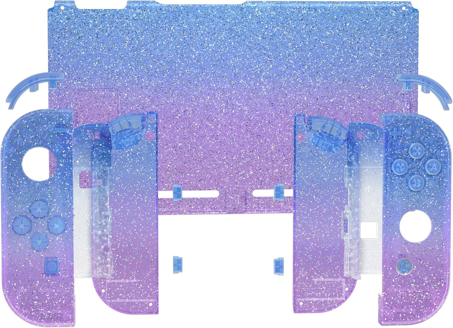 CARCASA Y BOTONES DE REEMPLAZO EXTREMERATE PARA NINTENDO SWITCH GLITTER GRADIENT TRANSLUCENT BLUEBELL - 3