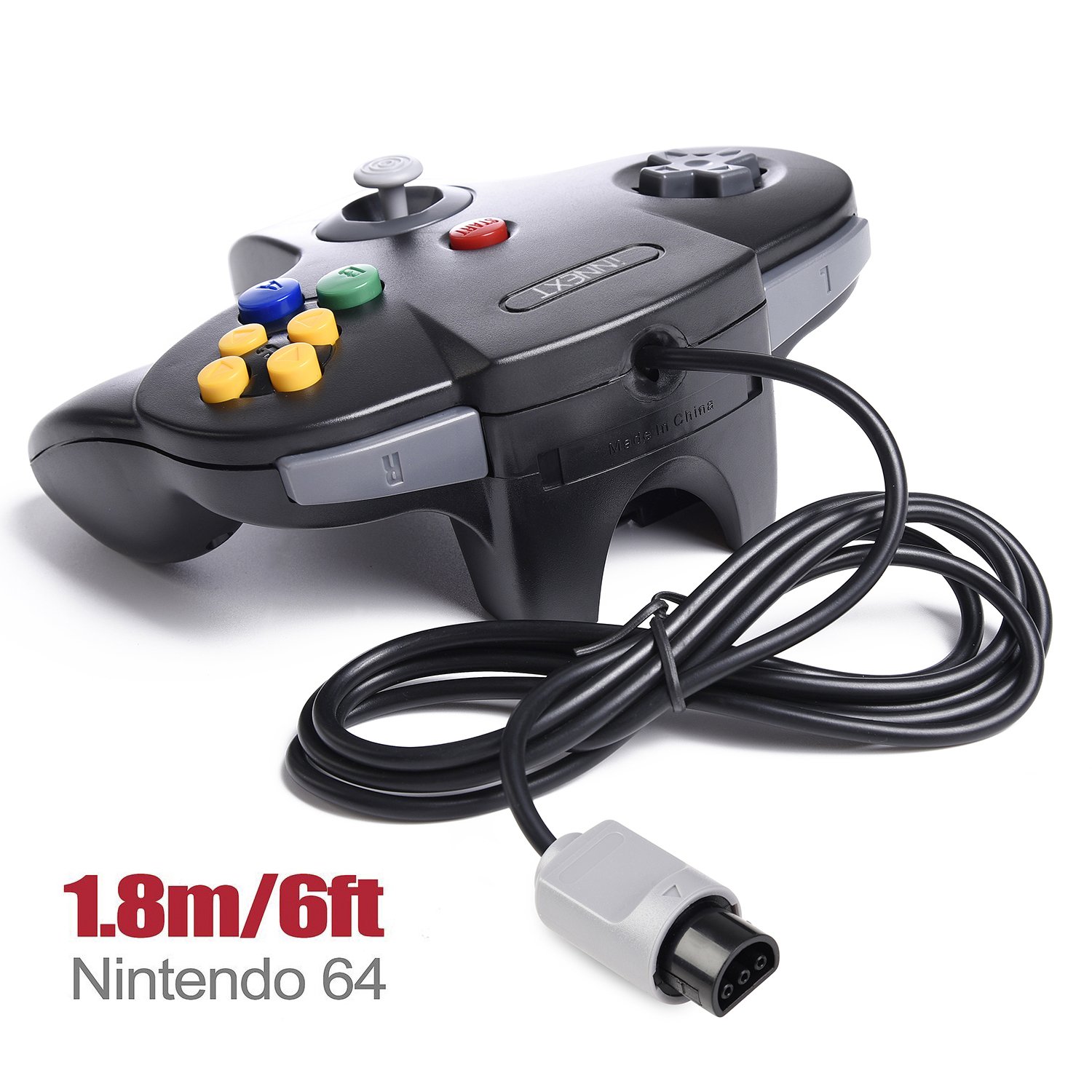 CONTROLADORES CON CABLE MIADORE CLASSIC 64 PARA CONSOLA N64 2 UNIDADES CON 2 CABLES DE EXTENSIÓN 1.8 M AMARILLO Y NEGRO - 4