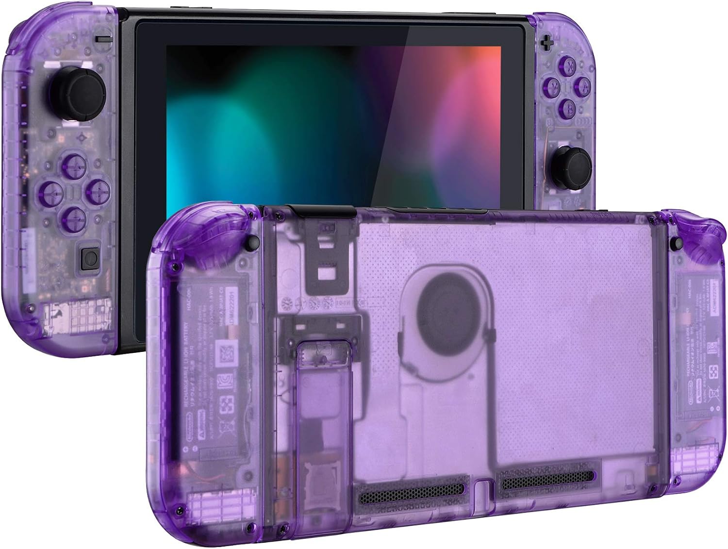 CARCASA Y BOTONES DE REEMPLAZO EXTREMERATE PARA NINTENDO SWITCH TRANSPARENTE PÚRPURA ATÓMICO - 1