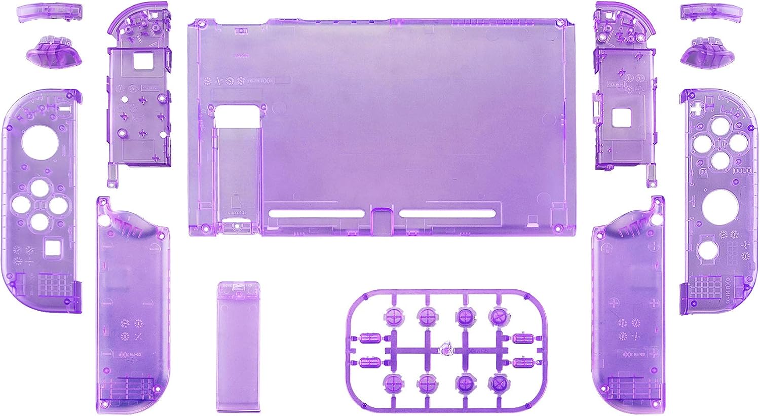 CARCASA Y BOTONES DE REEMPLAZO EXTREMERATE PARA NINTENDO SWITCH TRANSPARENTE PÚRPURA ATÓMICO - 2