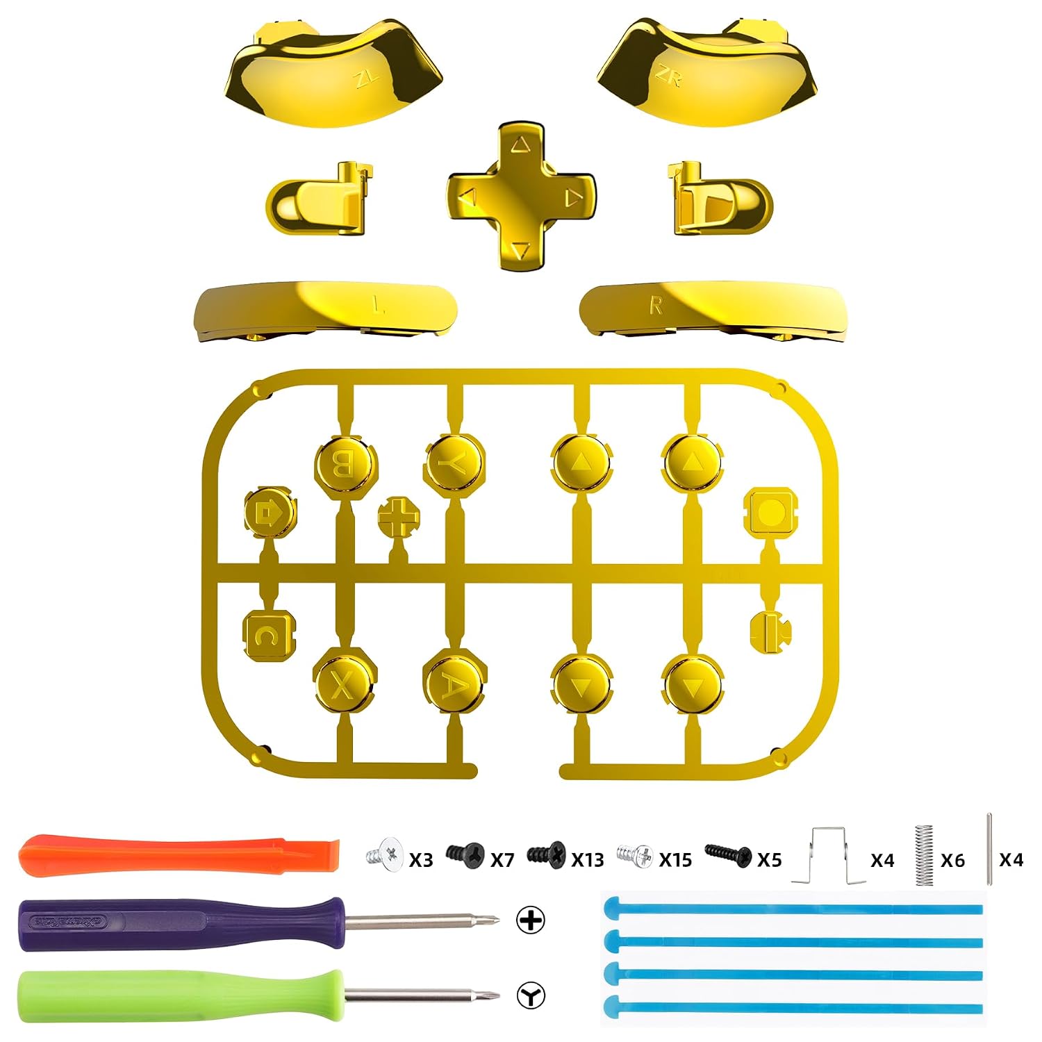 SET COMPLETO DE BOTONES DE REEMPLAZO EXTREMERATE PARA JOYCON 2 NINTENDO SWITCH 2 CROMO DORADO - 2