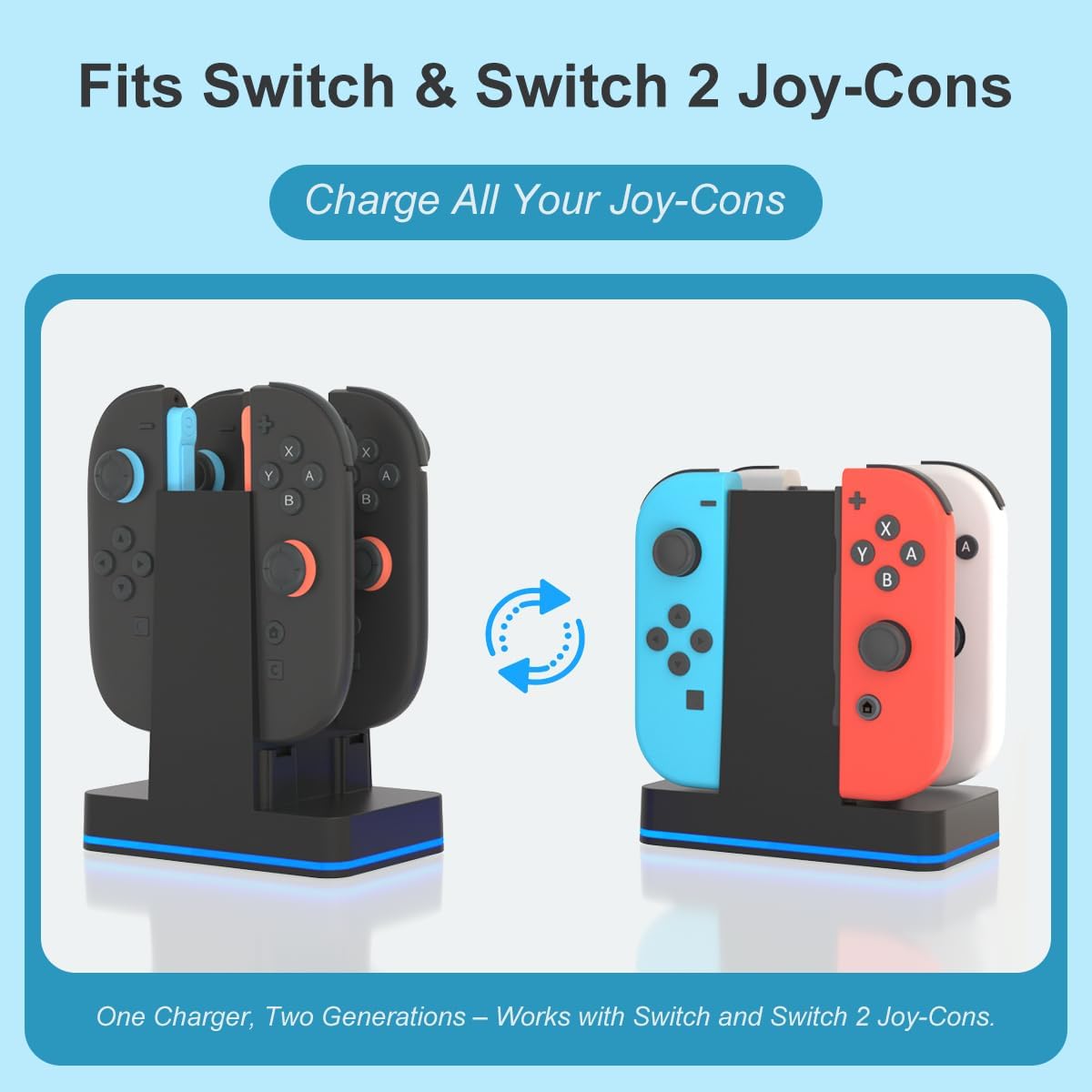 BASE DE CARGA PARA JOYCON PURBHE PARA NINTENDO SWITCH 1 Y 2 - 2