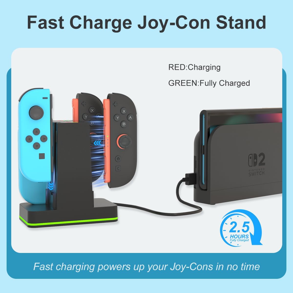 BASE DE CARGA PARA JOYCON PURBHE PARA NINTENDO SWITCH 1 Y 2 - 4
