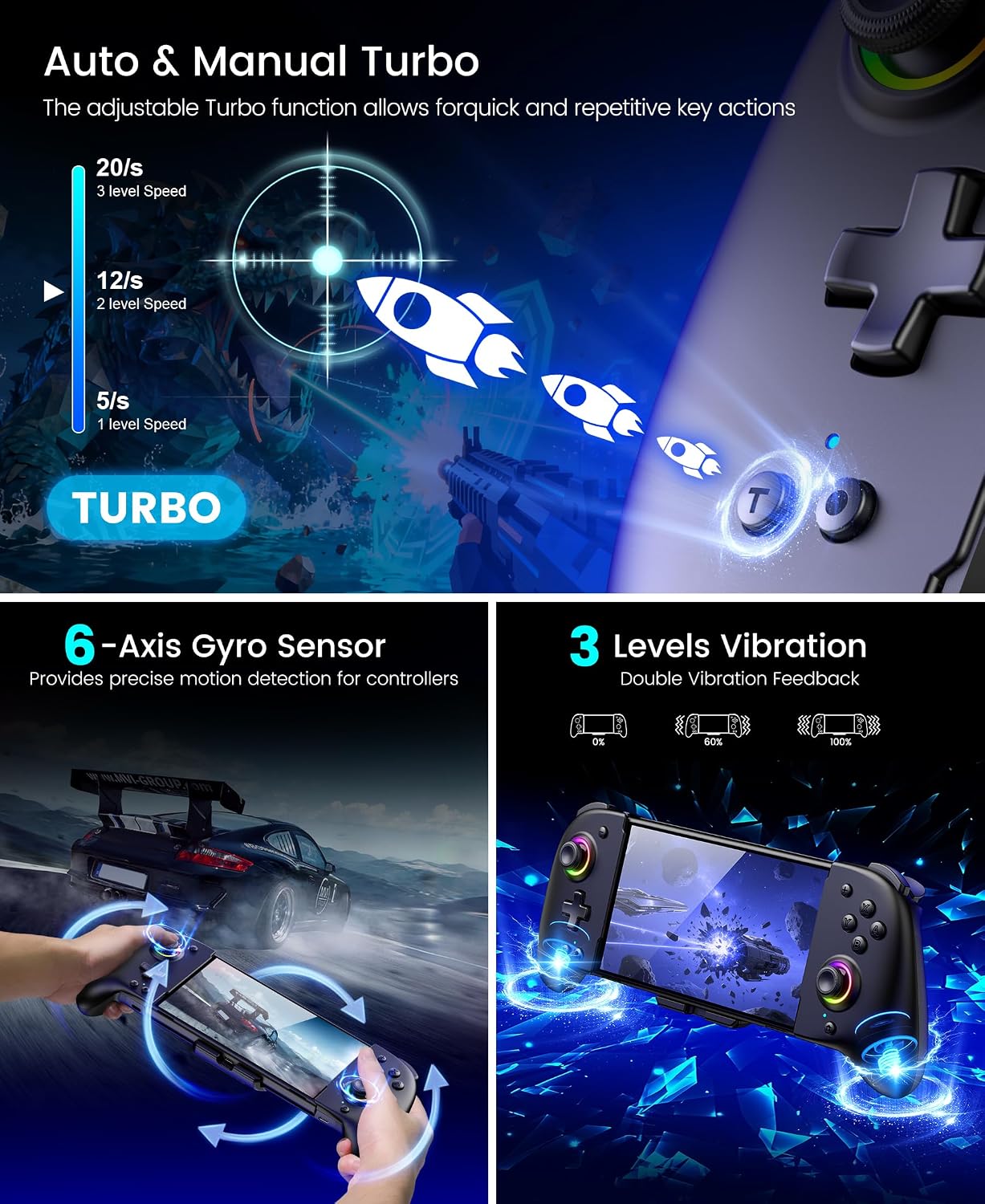 CONTROL INALÁMBRICO SPICAN LIGHTNING PARA NINTENDO SWITCH CON LUZ RGB Y BATERÍA 1000MAH - 5