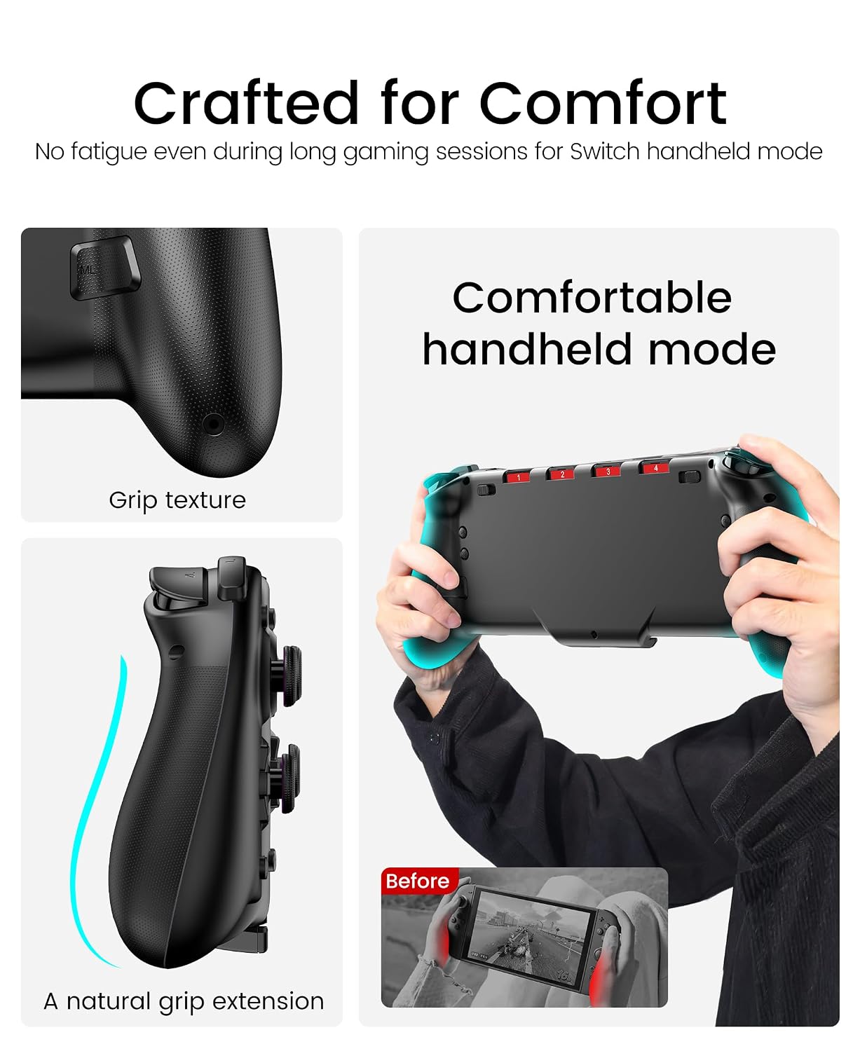 CONTROL INALÁMBRICO SPICAN PARA NINTENDO SWITCH CON LUZ RGB Y BATERÍA 1000MAH - 3