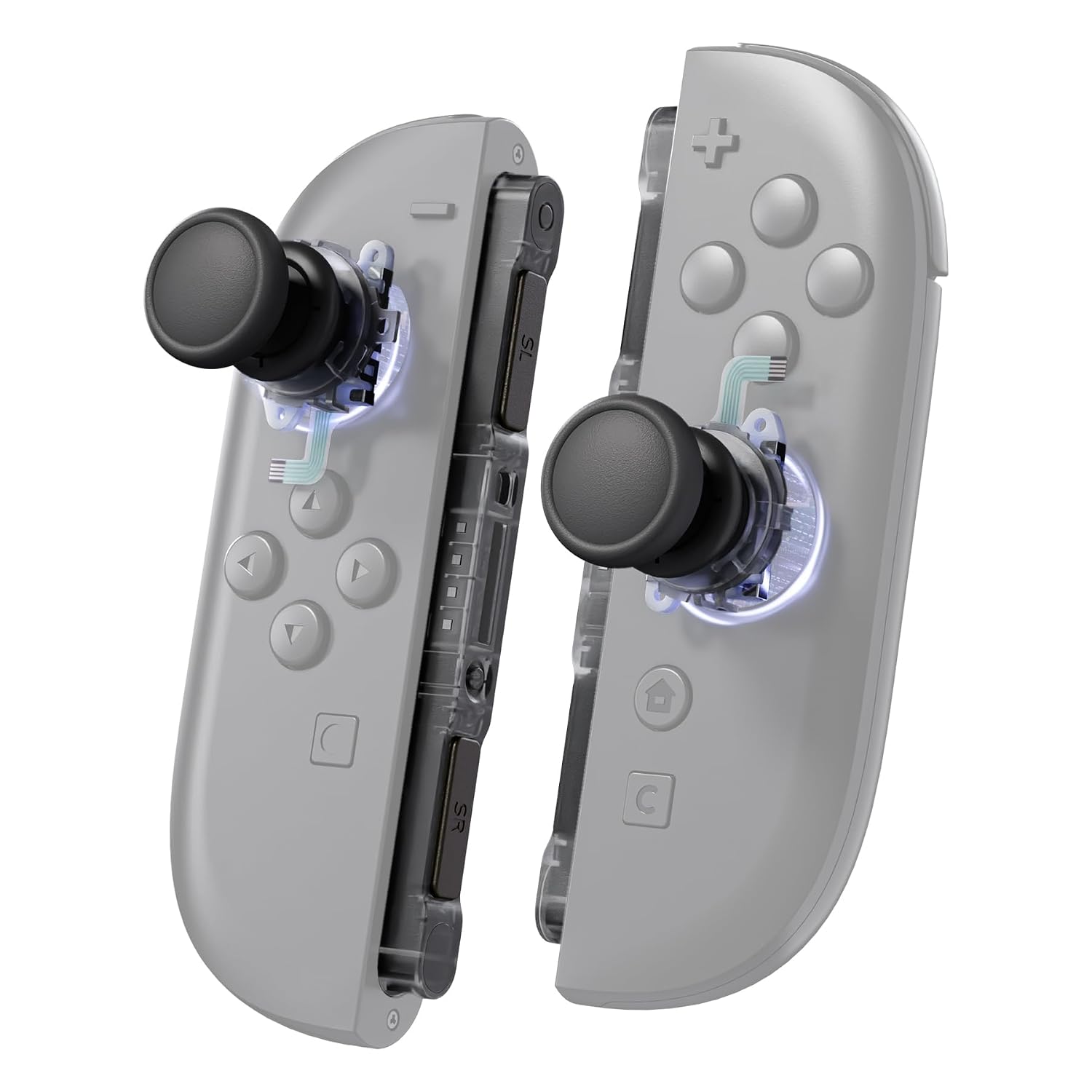 SET DE REEMPLAZO PARA NINTENDO SWITCH 2 EXTREMERATE JOYSTICK 3D, BOTONES Y STICKERS CLEAR SLATE BLACK - 1