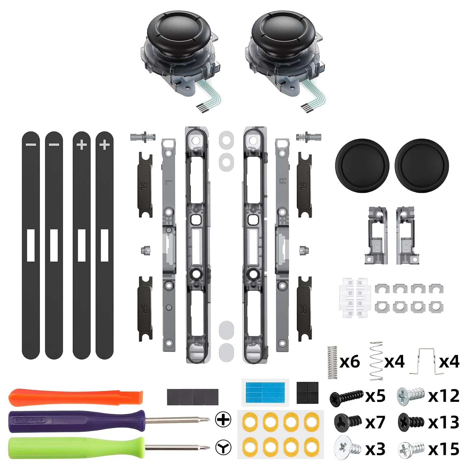 SET DE REEMPLAZO PARA NINTENDO SWITCH 2 EXTREMERATE JOYSTICK 3D, BOTONES Y STICKERS CLEAR SLATE BLACK - 2