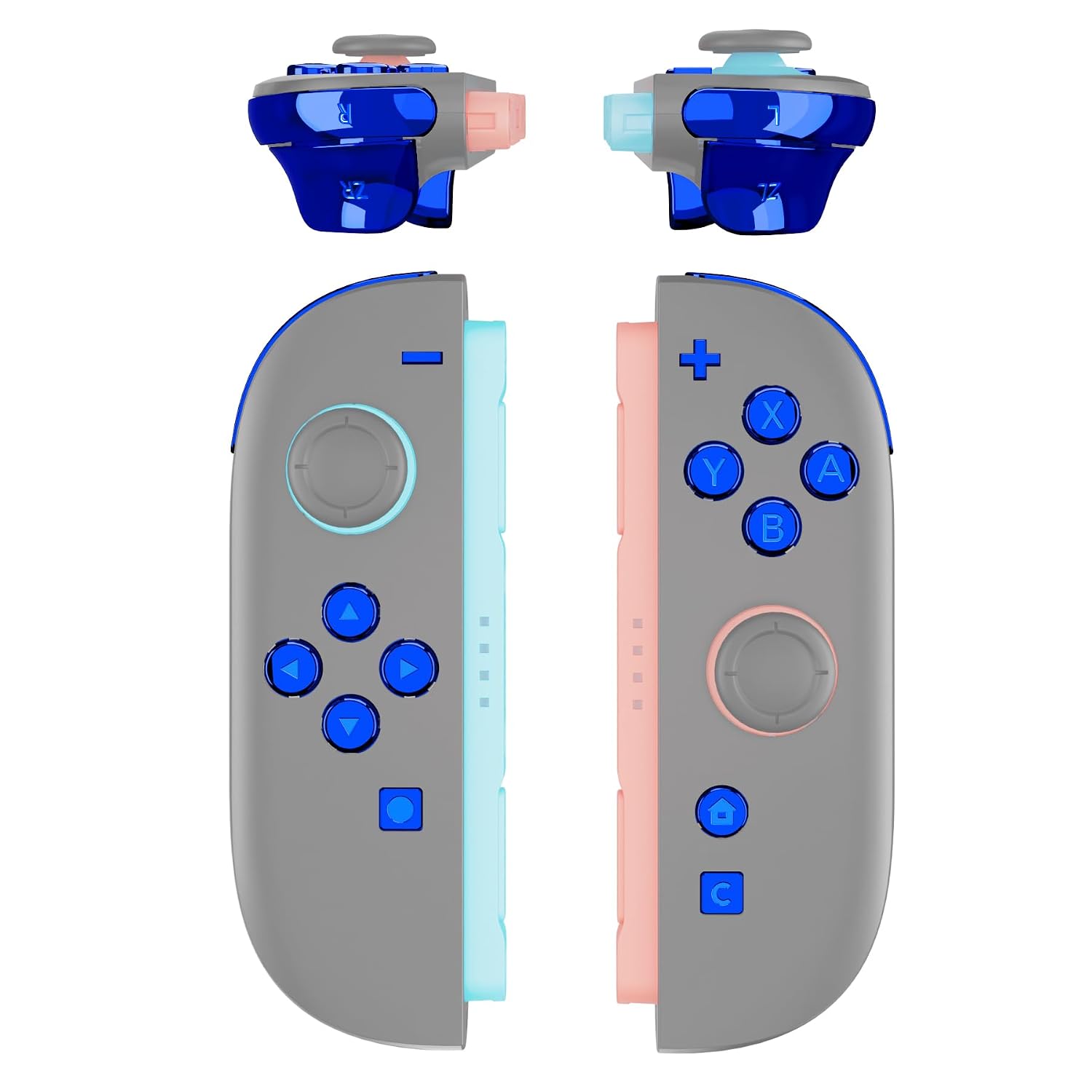 SET COMPLETO DE BOTONES DE REEMPLAZO EXTREMERATE PARA JOYCON 2 NINTENDO SWITCH 2 CROMO AZUL - 1