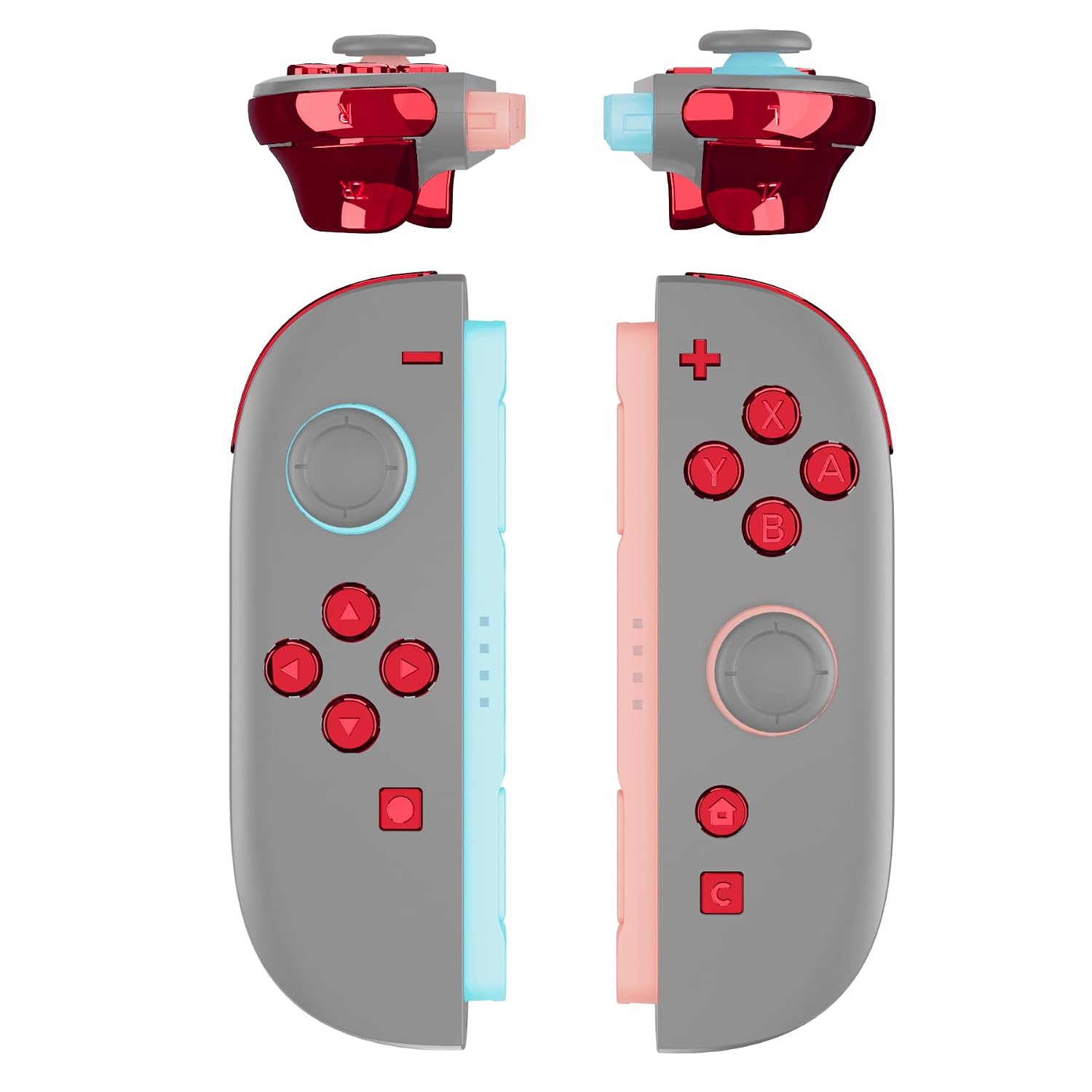 SET DE BOTONES PARA JOYCON 2 EXTREMERATE CHROME ROJO - 1