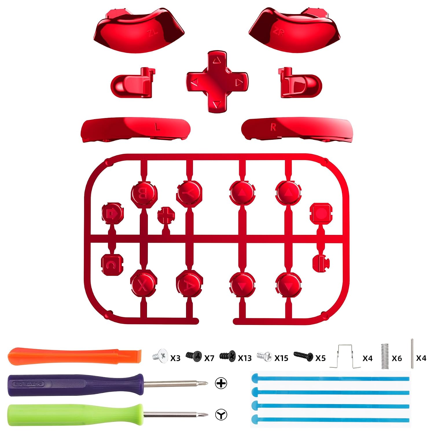 SET DE BOTONES PARA JOYCON 2 EXTREMERATE CHROME ROJO - 2