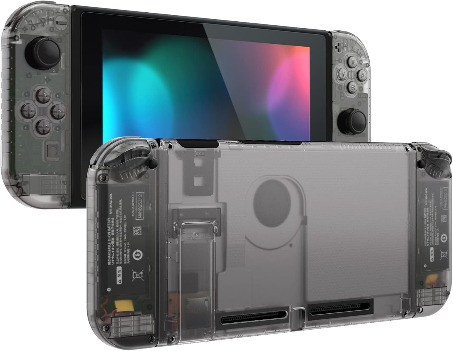 CARCASA Y BOTONES DE REEMPLAZO EXTREMERATE PARA NINTENDO SWITCH TRANSPARENTE NEGRO - 1