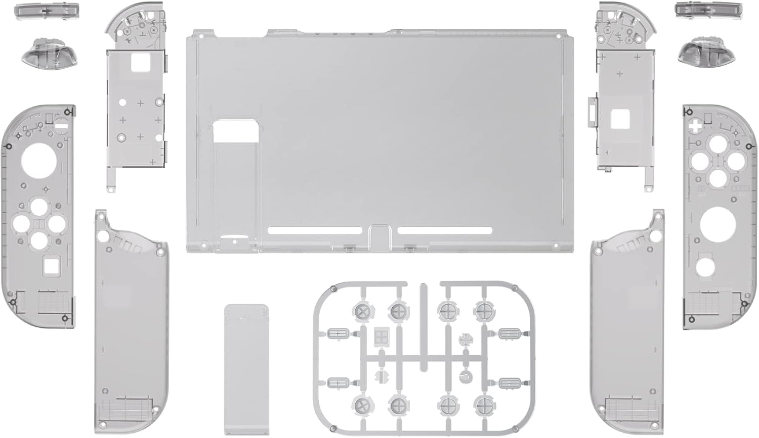 CARCASA Y BOTONES DE REEMPLAZO EXTREMERATE PARA NINTENDO SWITCH TRANSPARENTE NEGRO - 2