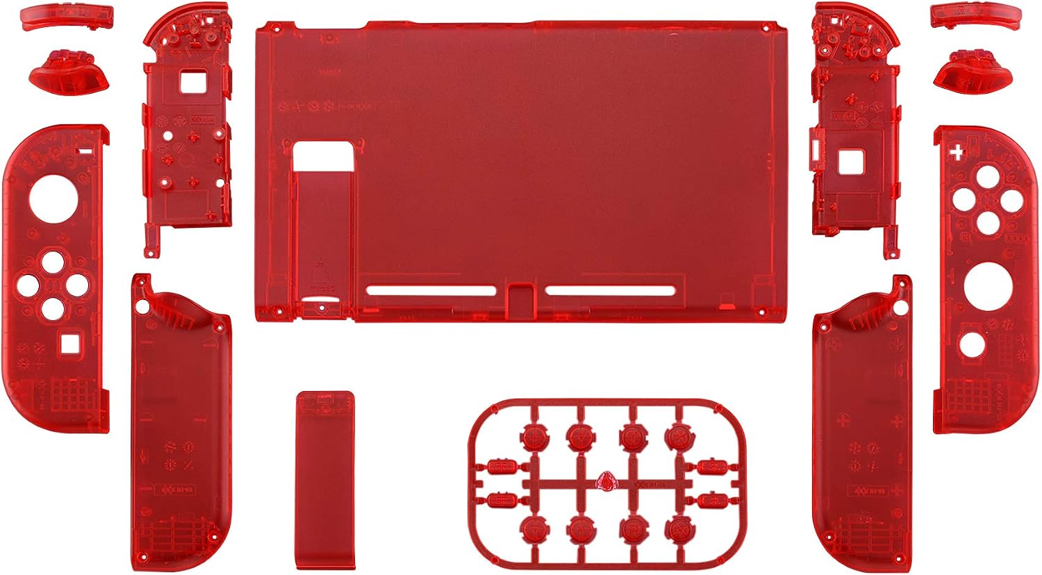 CARCASA Y BOTONES DE REEMPLAZO EXTREMERATE PARA NINTENDO SWITCH TRANSPARENTE ROJO - 2