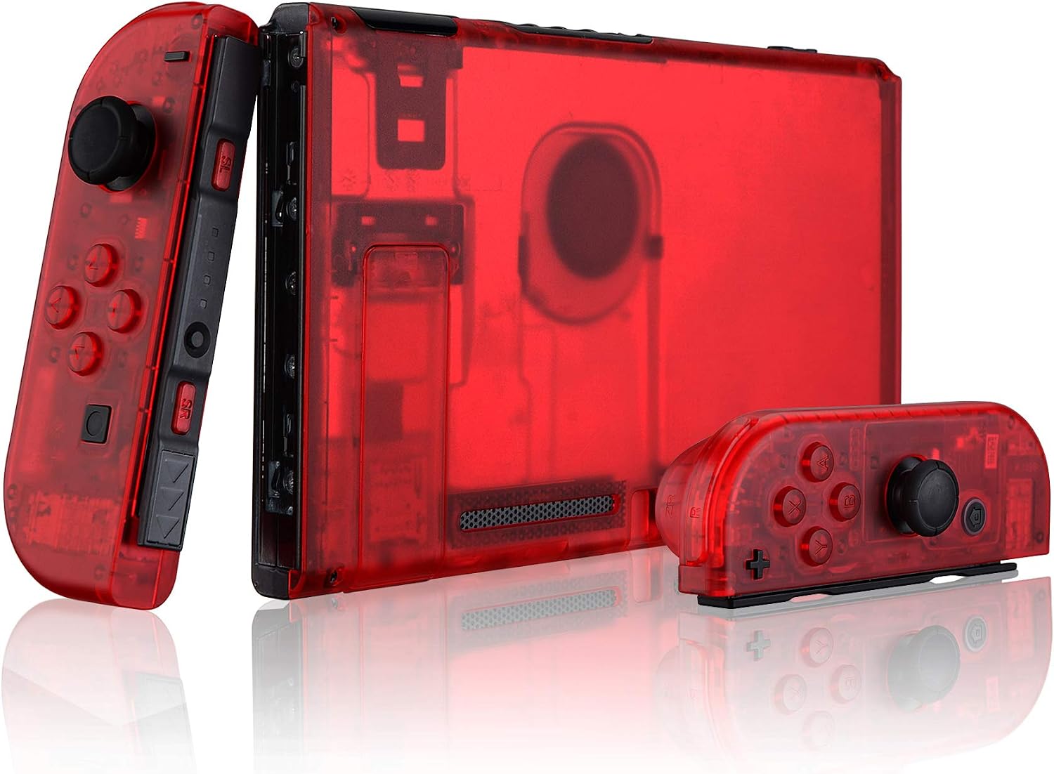 CARCASA Y BOTONES DE REEMPLAZO EXTREMERATE PARA NINTENDO SWITCH TRANSPARENTE ROJO - 3