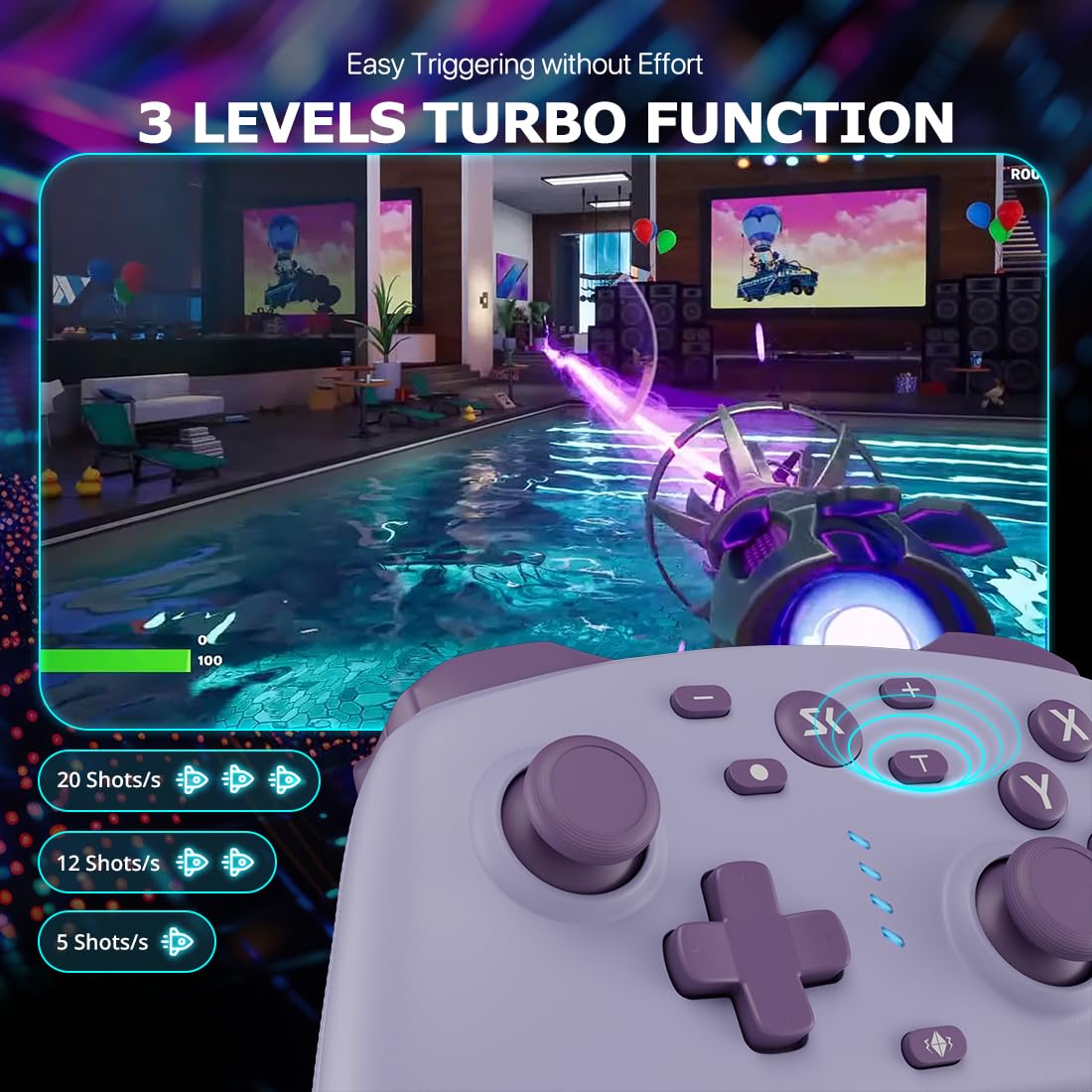 MANDO INALÁMBRICO BOOWEN PARA SWITCH/SWITCH 2/LITE/OLED Y PC 2 UNIDADES CON JOYSTICKS Y GATILLOS HALL - 4