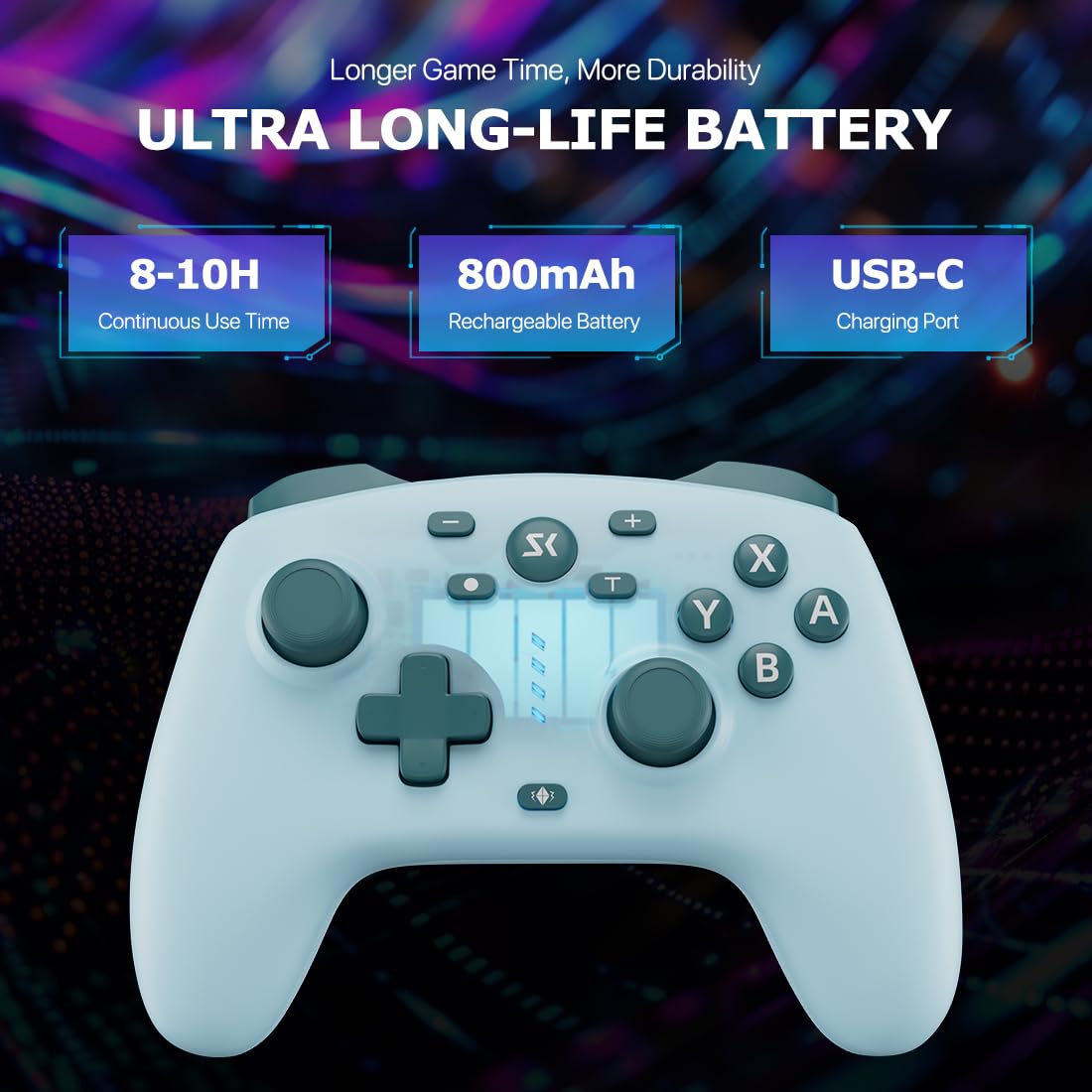 MANDO INALÁMBRICO BOOWEN PARA SWITCH/SWITCH 2/LITE/OLED Y PC 2 UNIDADES CON JOYSTICKS Y GATILLOS HALL - 5