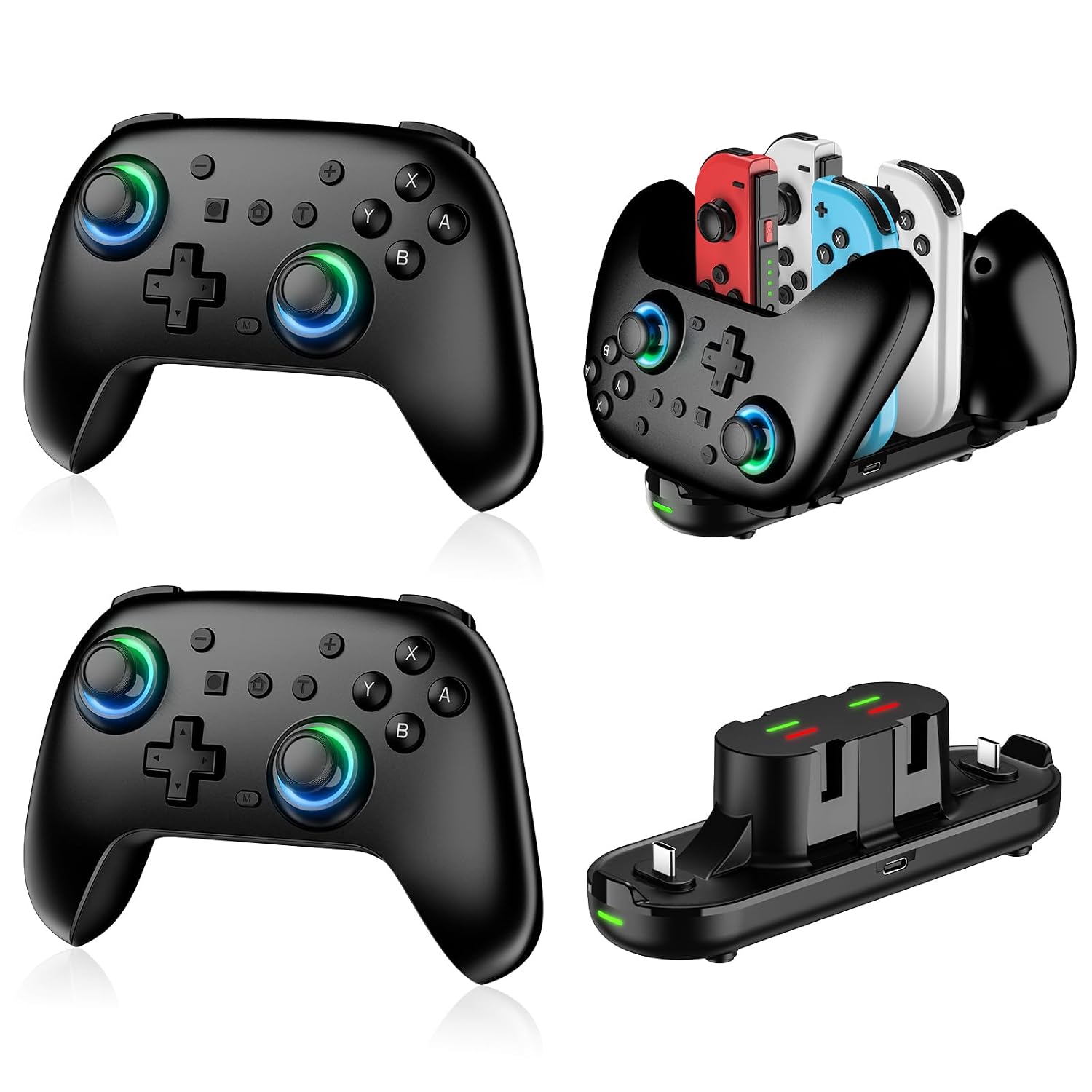 MANDO PARA SWITCH FLIRESY 2 PACK CON BASE DE CARGA NEGRO - 1