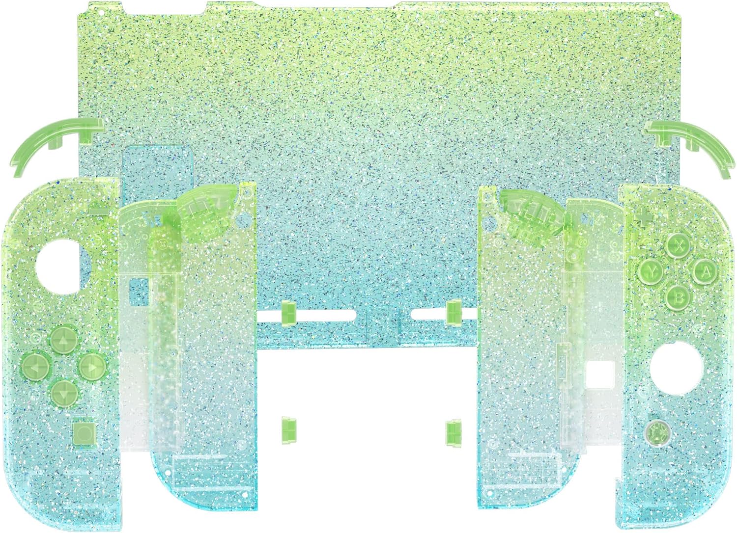 CARCASA Y BOTONES EXTREMERATE PARA NINTENDO SWITCH GLITTER VERDE AZUL - 3
