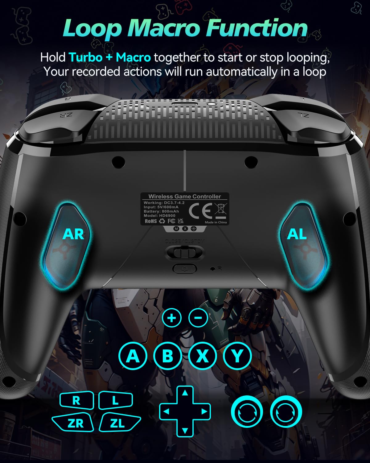 MANDO INALÁMBRICO GMBACK SWITCH 2 PRO CON HOME WAKE UP Y LOOP MACROS - 2