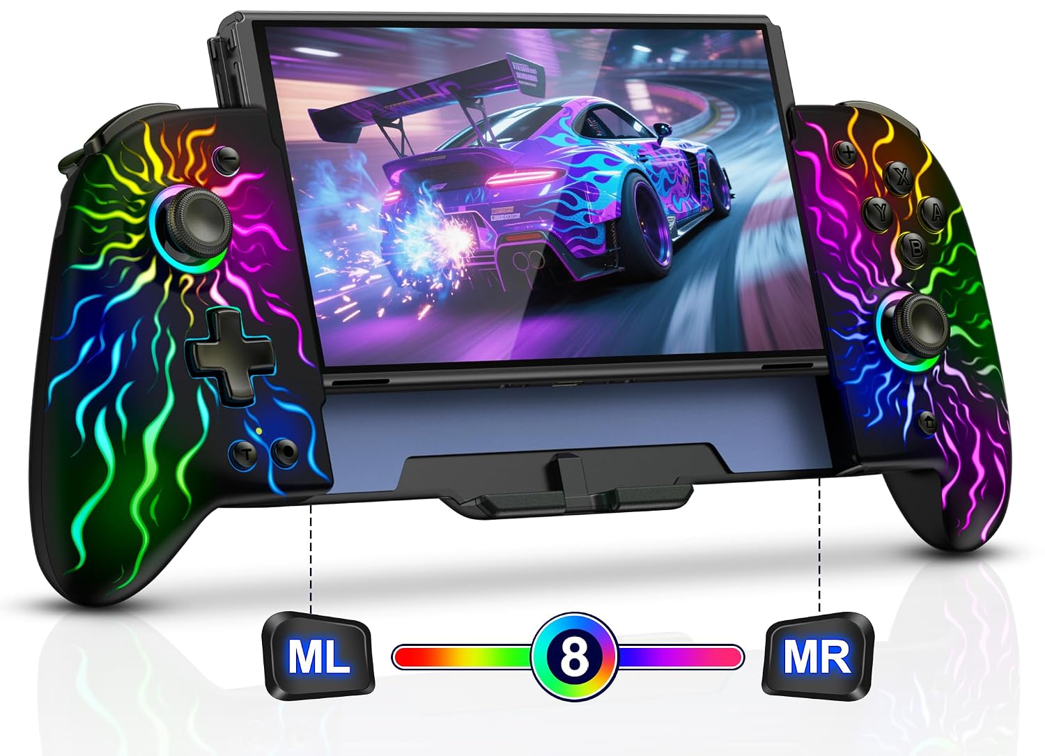 CONTROL INALÁMBRICO SPICAN SWITCH BLACK-SPARK VORTEX CON JOYSTICK HALL EFFECT Y LUCES RGB - 1