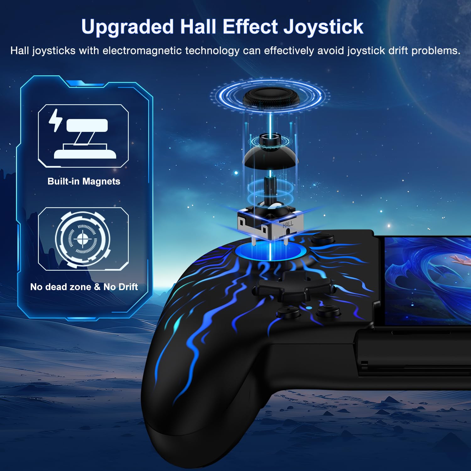 CONTROL INALÁMBRICO SPICAN SWITCH BLACK-SPARK VORTEX CON JOYSTICK HALL EFFECT Y LUCES RGB - 2