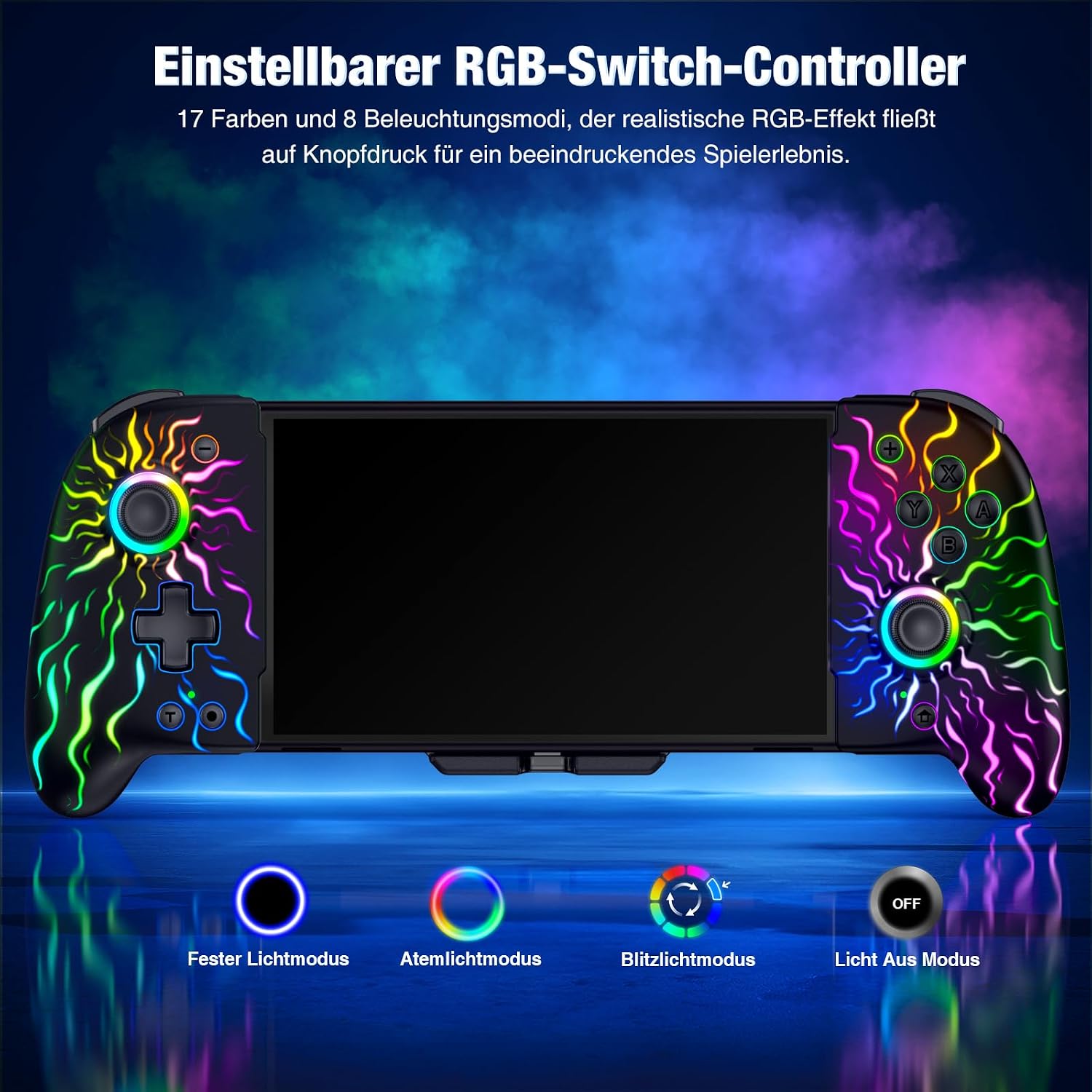 CONTROL INALÁMBRICO SPICAN SWITCH BLACK-SPARK VORTEX CON JOYSTICK HALL EFFECT Y LUCES RGB - 3