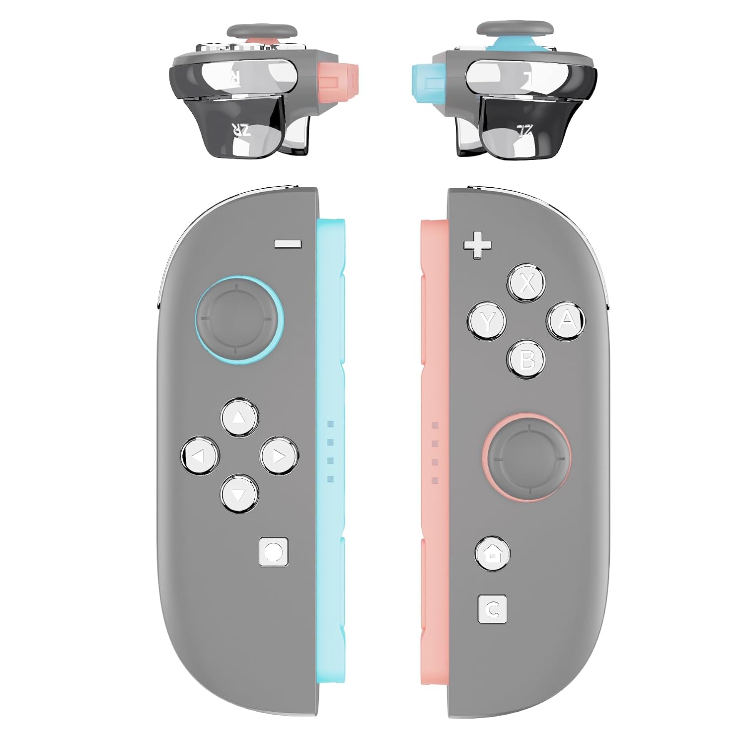 SET COMPLETO DE BOTONES DE REEMPLAZO EXTREMERATE PARA JOYCON 2 NINTENDO SWITCH 2 CROMO PLATEADO - 1