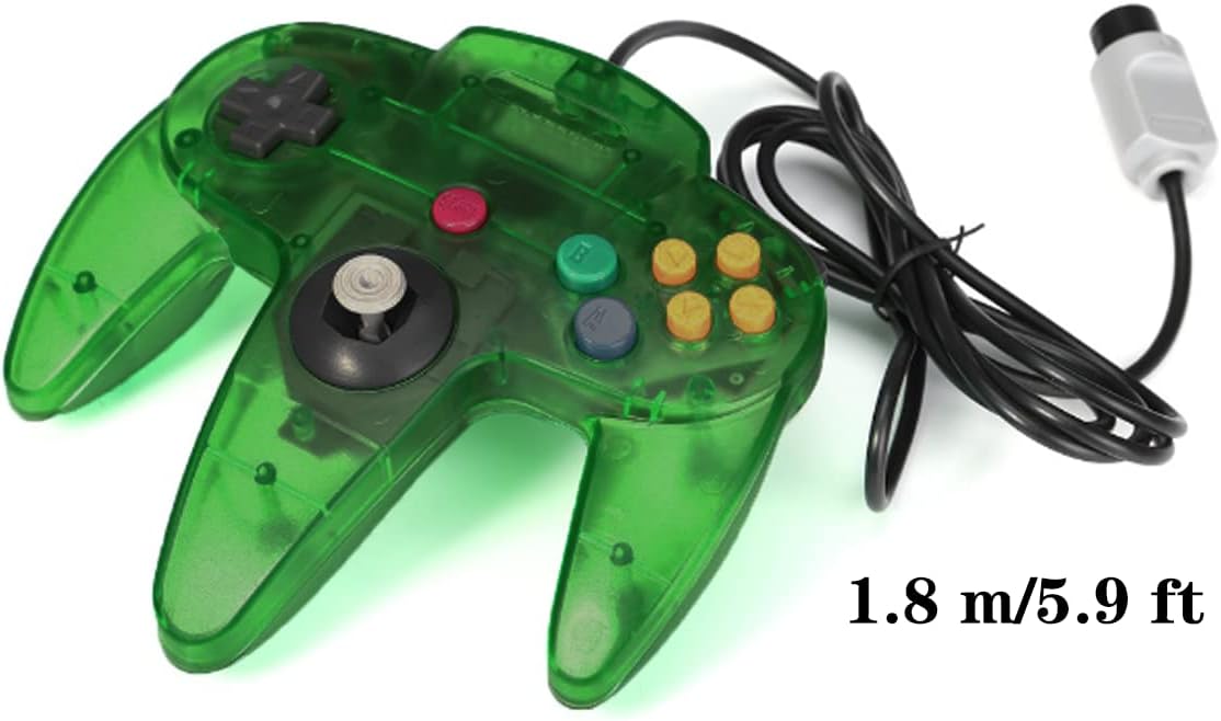 CONTROL CLÁSICO ZEROSTORY PARA N64 CON CABLE VERDE Y PÚRPURA TRANSPARENTE - 4