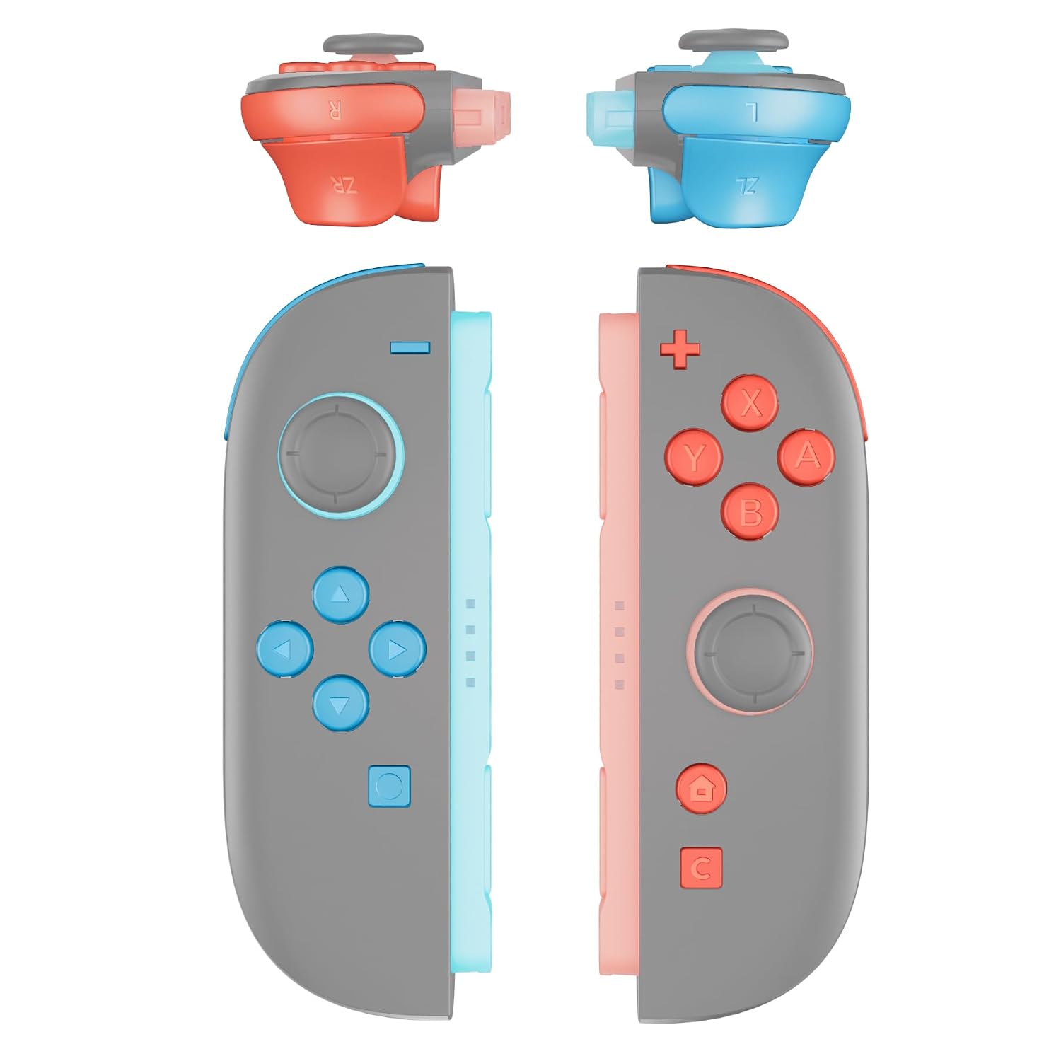 SET COMPLETO DE BOTONES DE REEMPLAZO EXTREMERATE PARA JOYCON 2 NINTENDO SWITCH 2 AZUL Y NARANJA - 1