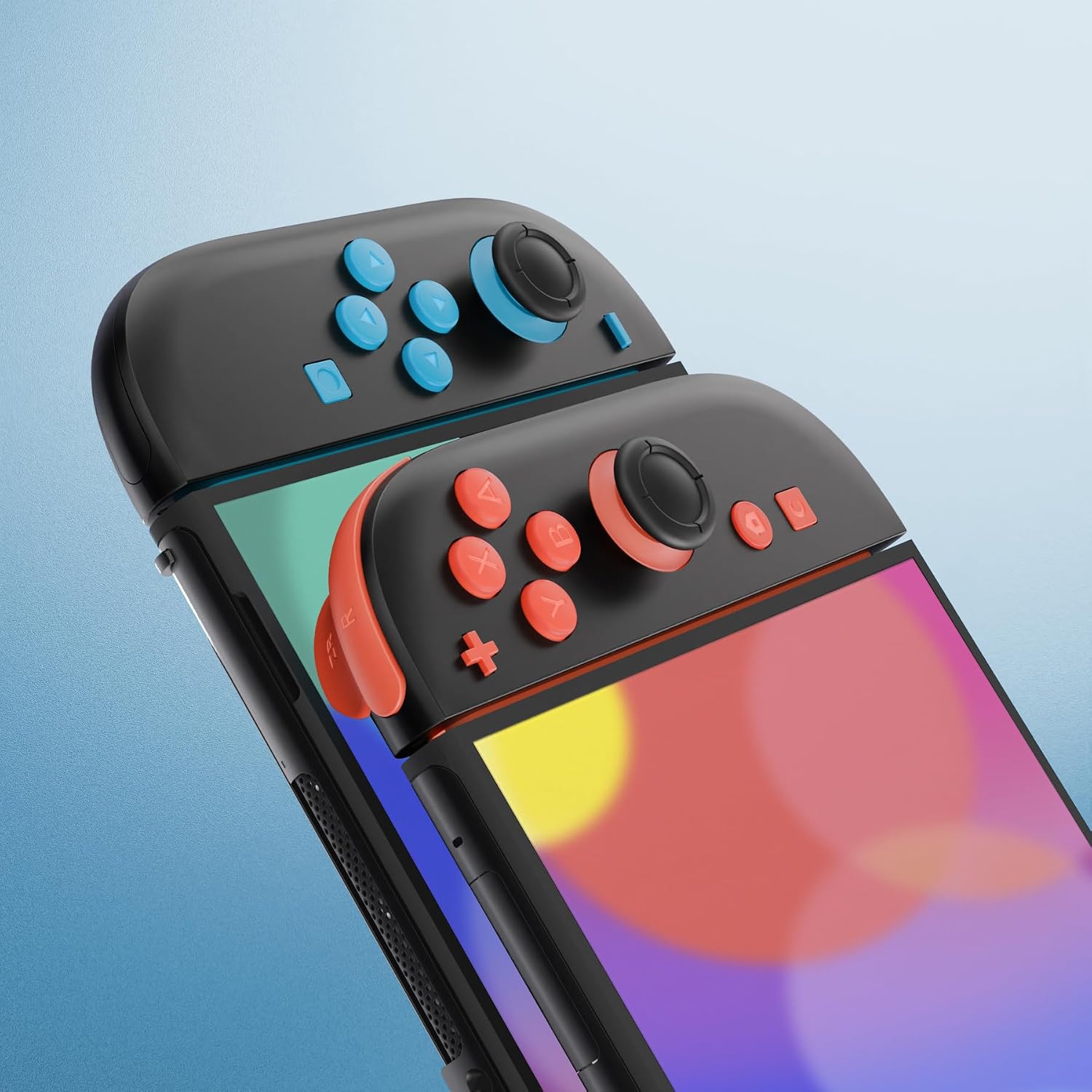 SET COMPLETO DE BOTONES DE REEMPLAZO EXTREMERATE PARA JOYCON 2 NINTENDO SWITCH 2 AZUL Y NARANJA - 5