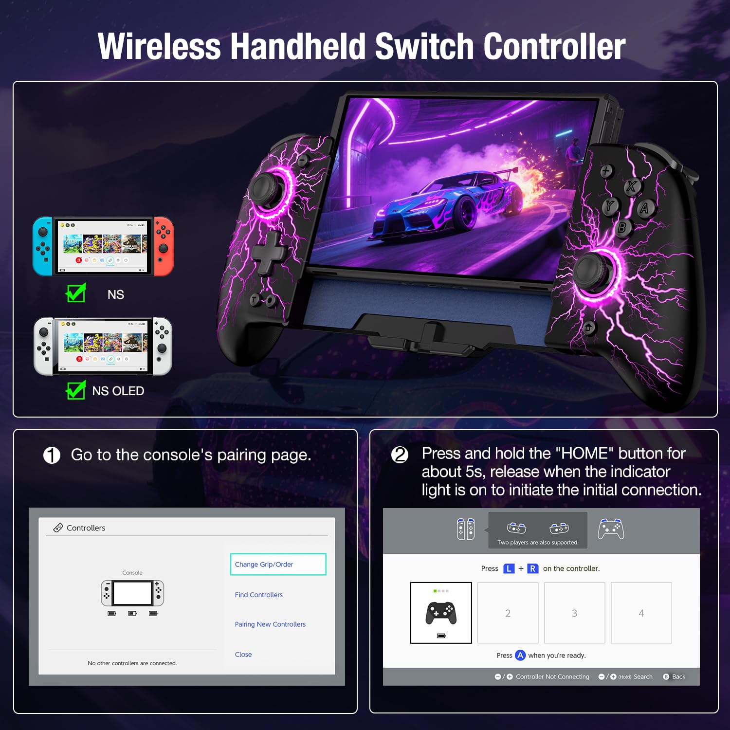 CONTROL INALÁMBRICO SPICAN PARA NINTENDO SWITCH Y SWITCH OLED CON JOYSTICK HALL EFFECT Y LUCES RGB - 5