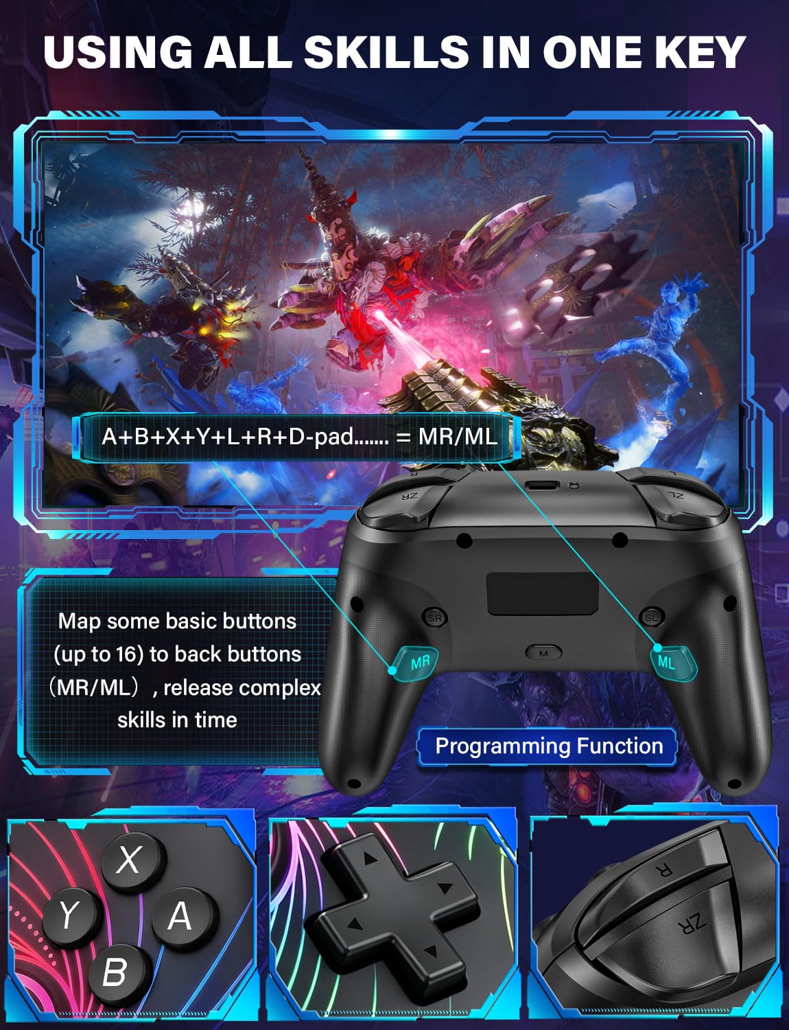 MANDO INALÁMBRICO ZRZLMVP PARA NINTENDO SWITCH/OLED/LITE/SWITCH 2 - 4