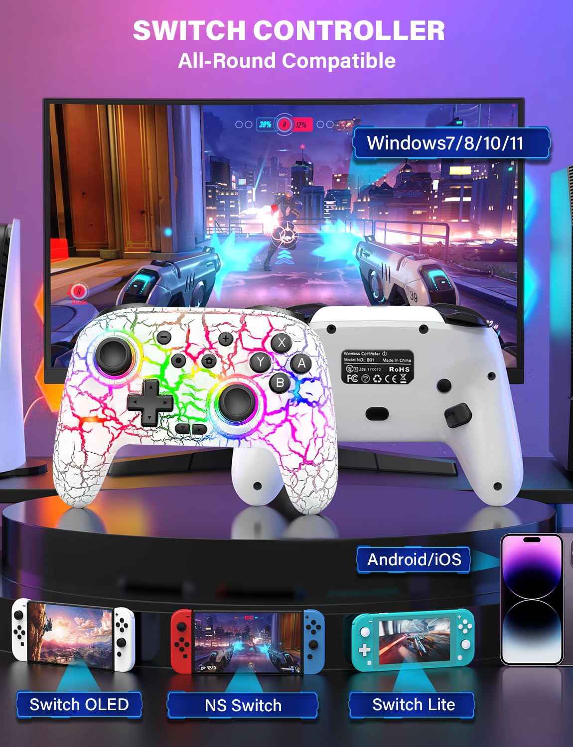 CONTROL INALÁMBRICO ZRZLMVP PARA NINTENDO SWITCH/OLED/LITE - 2
