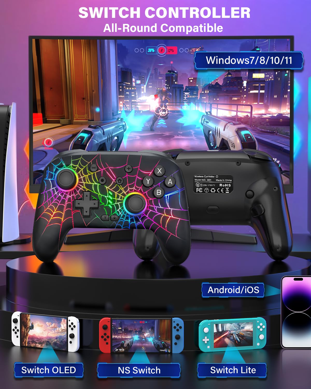 CONTROL INALÁMBRICO ZRZLMVP PARA NINTENDO SWITCH/OLED/LITE/SWITCH 2 - 2