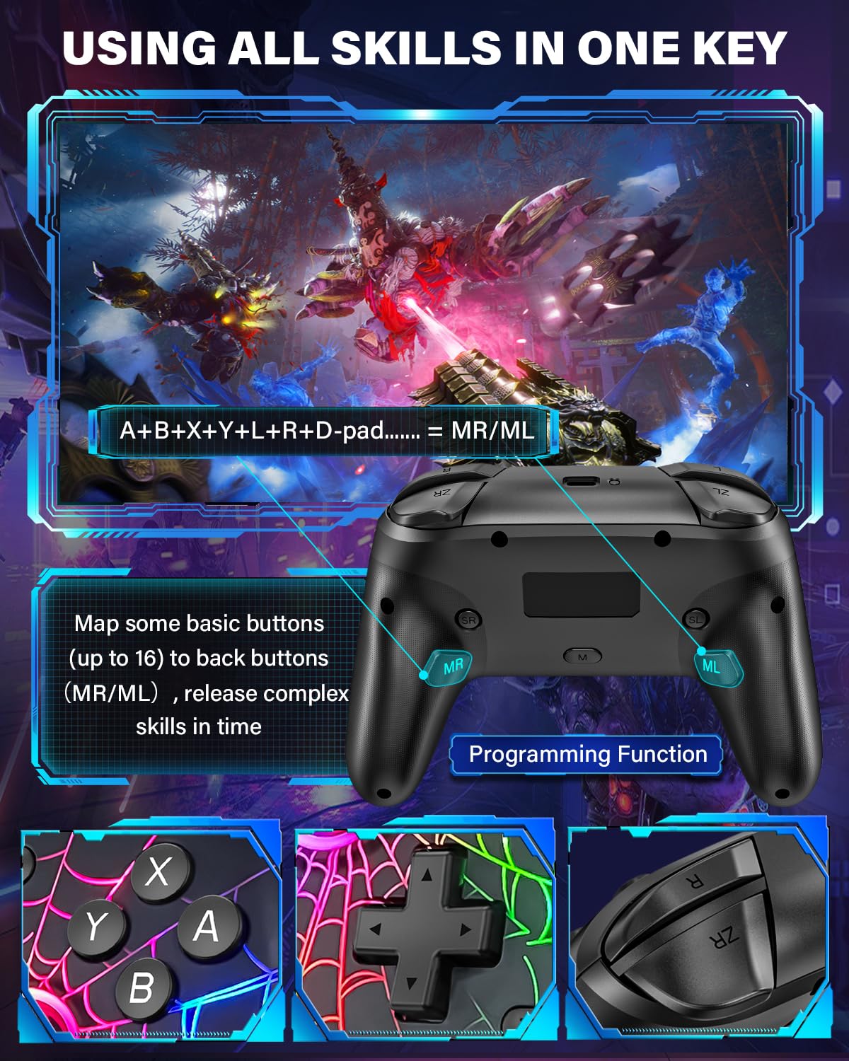 CONTROL INALÁMBRICO ZRZLMVP PARA NINTENDO SWITCH/OLED/LITE/SWITCH 2 - 4
