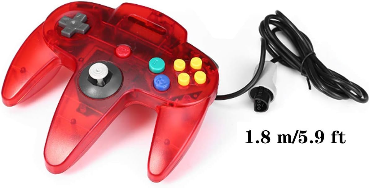 CONTROL CLÁSICO ZEROSTORY PARA N64 CON CABLE TRANSPARENTE ROJO Y VERDE - 4