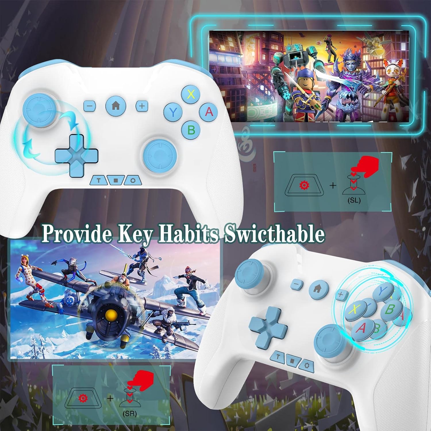 CONTROL BLUETOOTH UNIHOW PARA SWITCH/MAC/PC/ANDROID/IOS CON TURBO Y GIROSCOPIO 6 EJES - 3