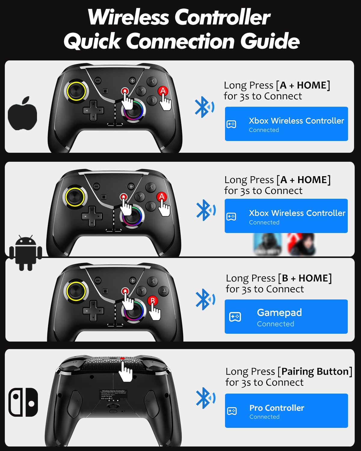 MANDO INALÁMBRICO GMBACK SWITCH 2 PRO CON HOME WAKE UP Y LOOP MACROS - 5