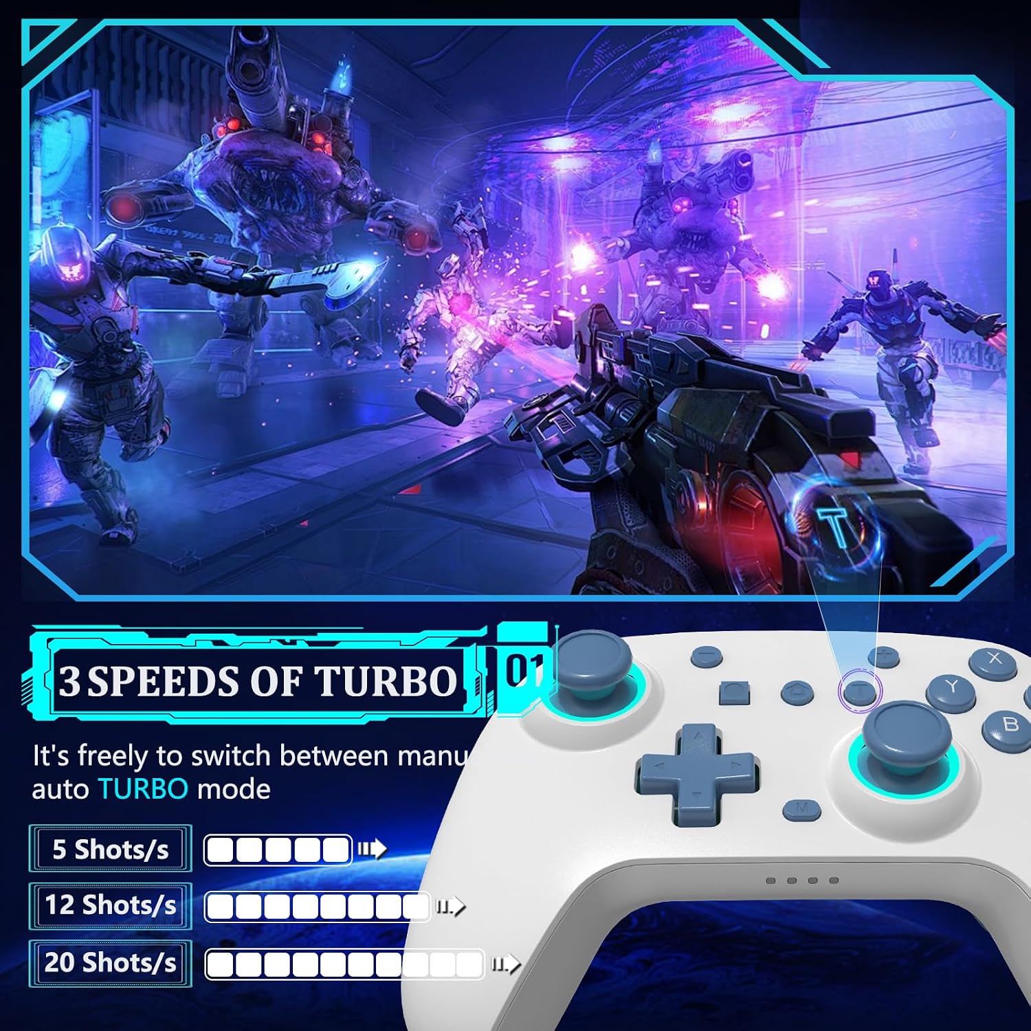 MANDO SZYUYU SWITCH PRO INALÁMBRICO CON LUCES LED PARA NINTENDO SWITCH, SWITCH OLED, SWITCH LITE Y PC - 4