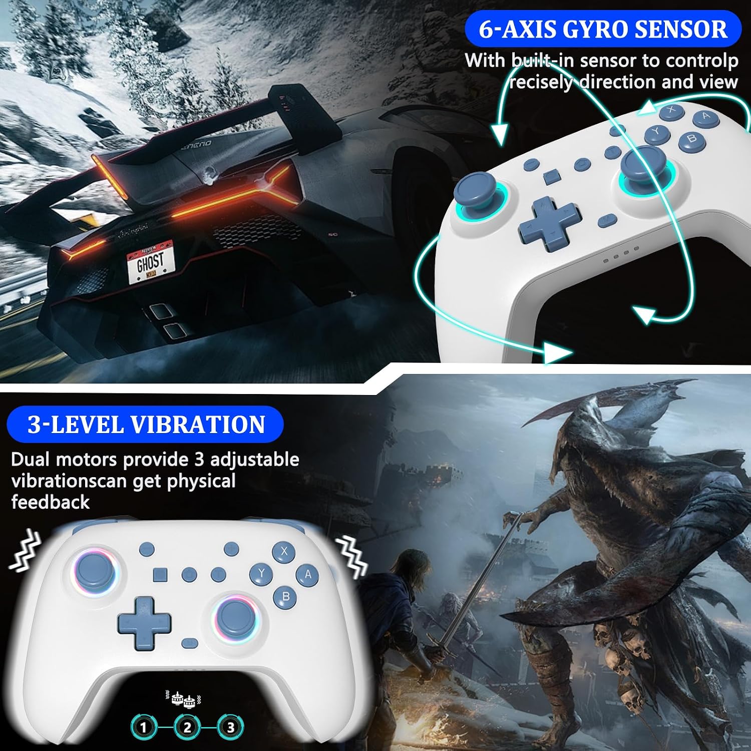 MANDO SZYUYU SWITCH PRO INALÁMBRICO CON LUCES LED PARA NINTENDO SWITCH, SWITCH OLED, SWITCH LITE Y PC - 5