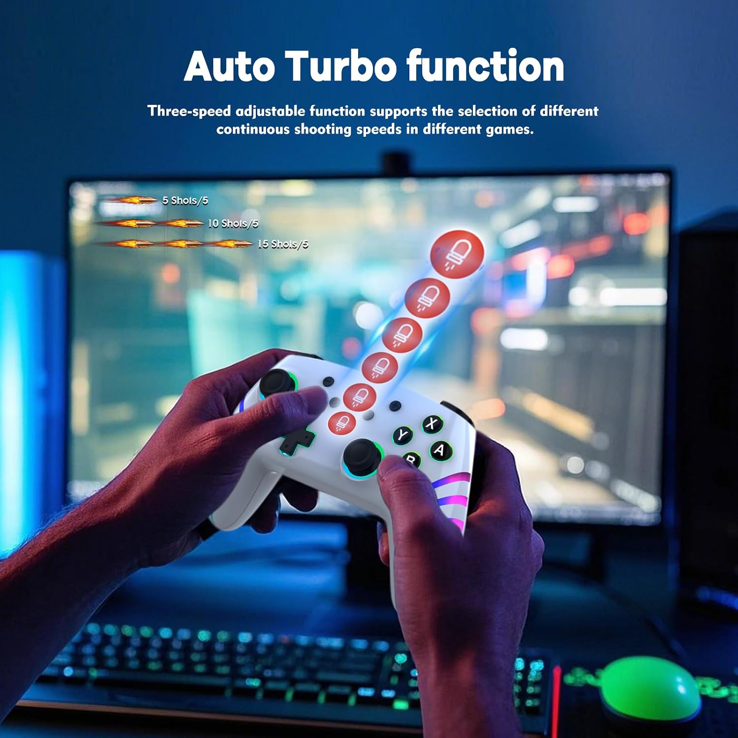 CONTROL INALÁMBRICO MYSTILUCK PRO PARA SWITCH/SWITCH 2/LITE/OLED/PC BLANCO - 3