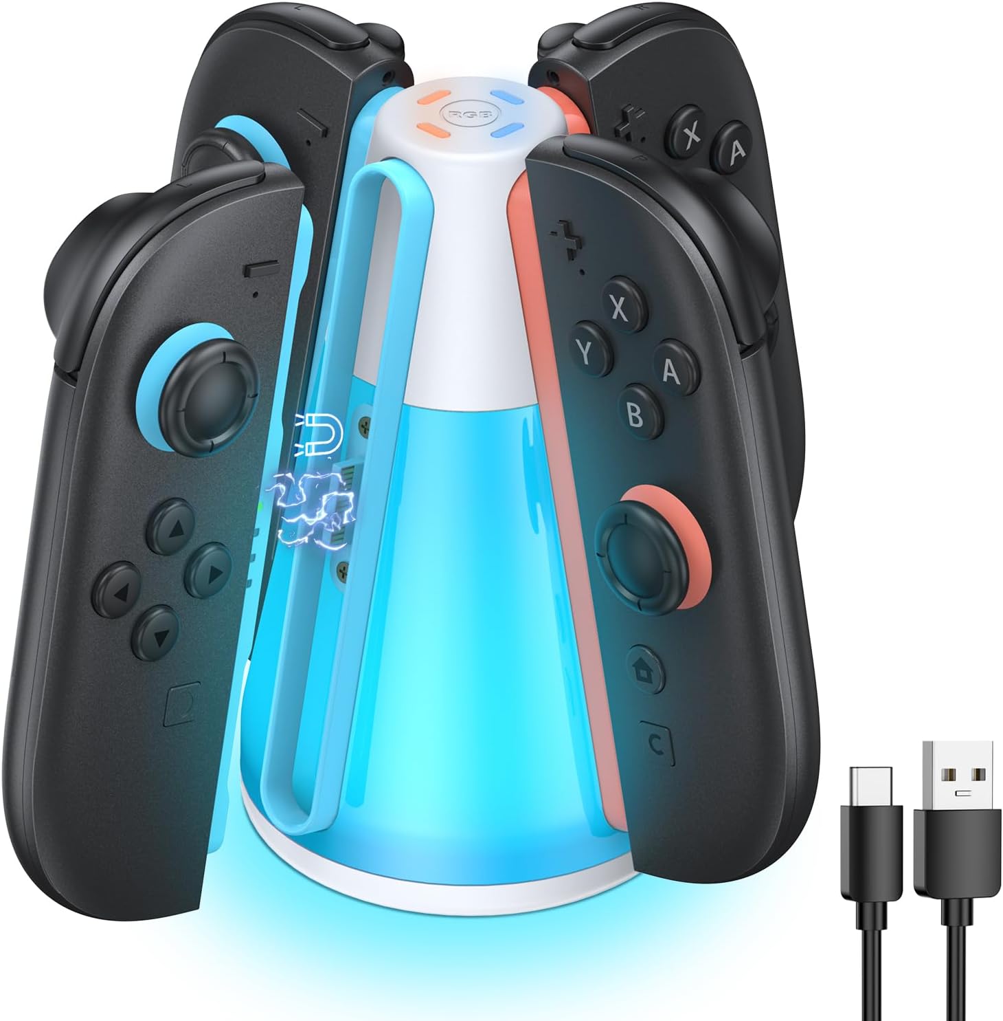 CARGADOR PARA CONTROLES SWITCH 2 FASTSNAIL BLANCO - 1