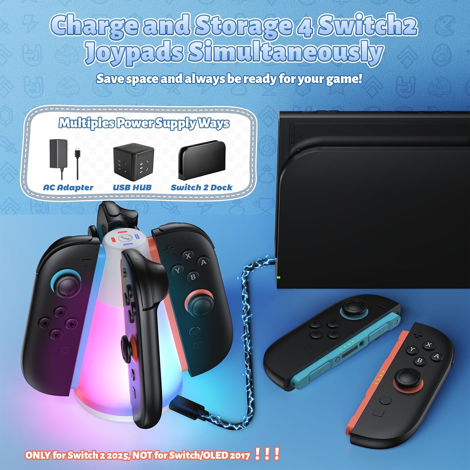 CARGADOR PARA CONTROLES SWITCH 2 FASTSNAIL BLANCO - 5