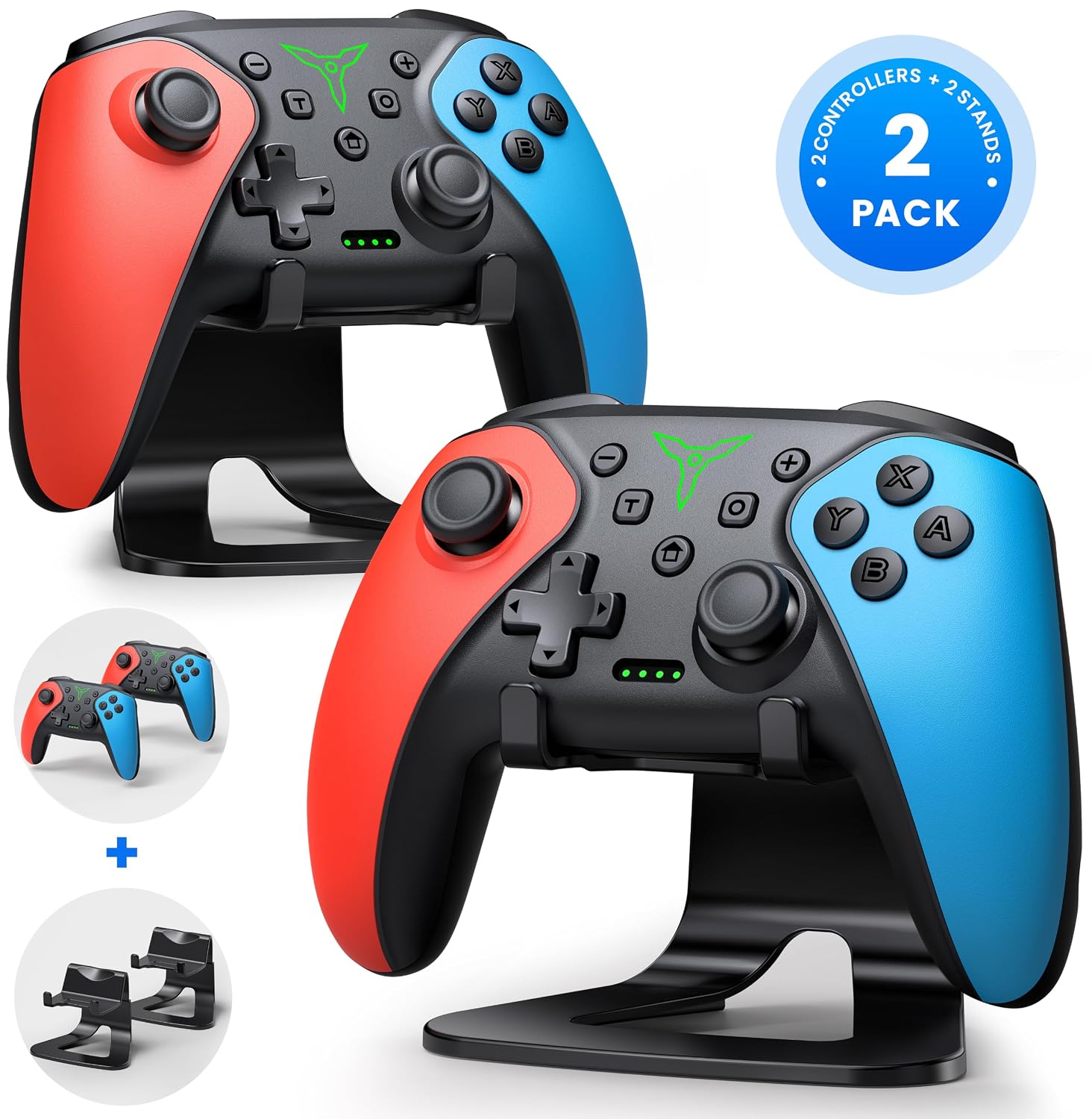 CONTROL INALÁMBRICO PARA SWITCH ELISWEEN 2-PACK CON BOTONES PROGRAMABLES Y SOPORTE - 1