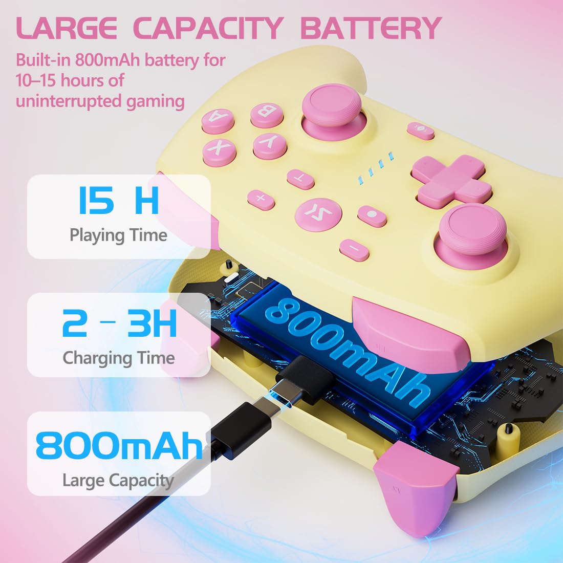 MANDO INALÁMBRICO KUJIAN PARA SWITCH/SWITCH 2/OLED/LITE/PC BUTTER YELLOW - 4