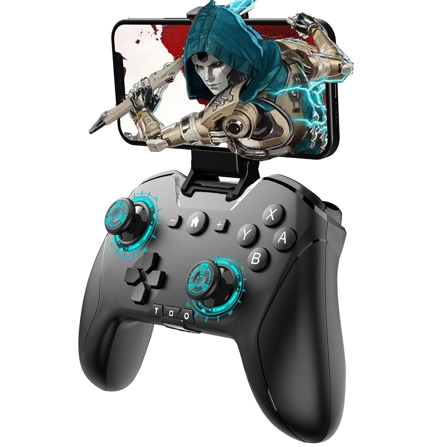 CONTROL BLUETOOTH UNIHOW PARA SWITCH/MAC/PC/STEAM/MÓVIL/IOS/ANDROID/TV/IPAD CON TURBO Y GIROSCOPIO 6 EJES NEGRO - 1