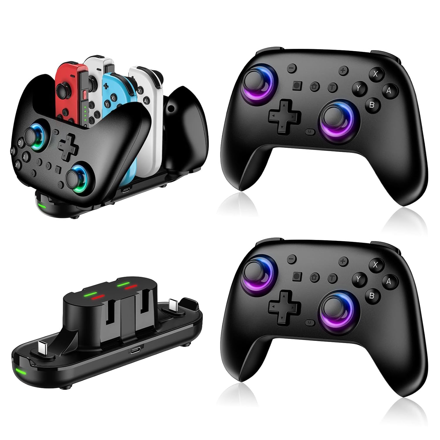 CONTROLADORES SWITCH JORREP 2 PACK CON BASE DE CARGA PARA NINTENDO SWITCH/SWITCH LITE/OLED - 1