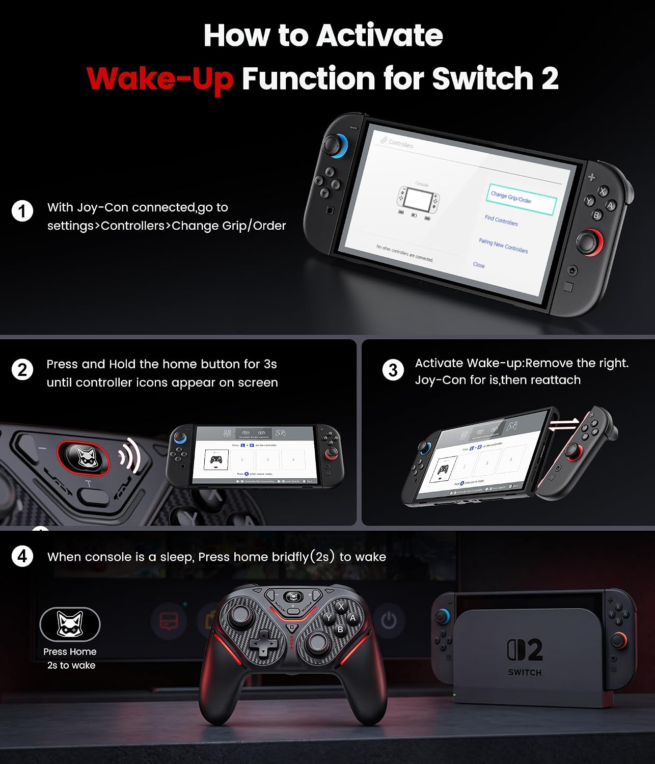 MANDO SVETAECHO SWITCH 2 PRO CON JOYSTICKS TMR Y BASE DE CARGA - 5