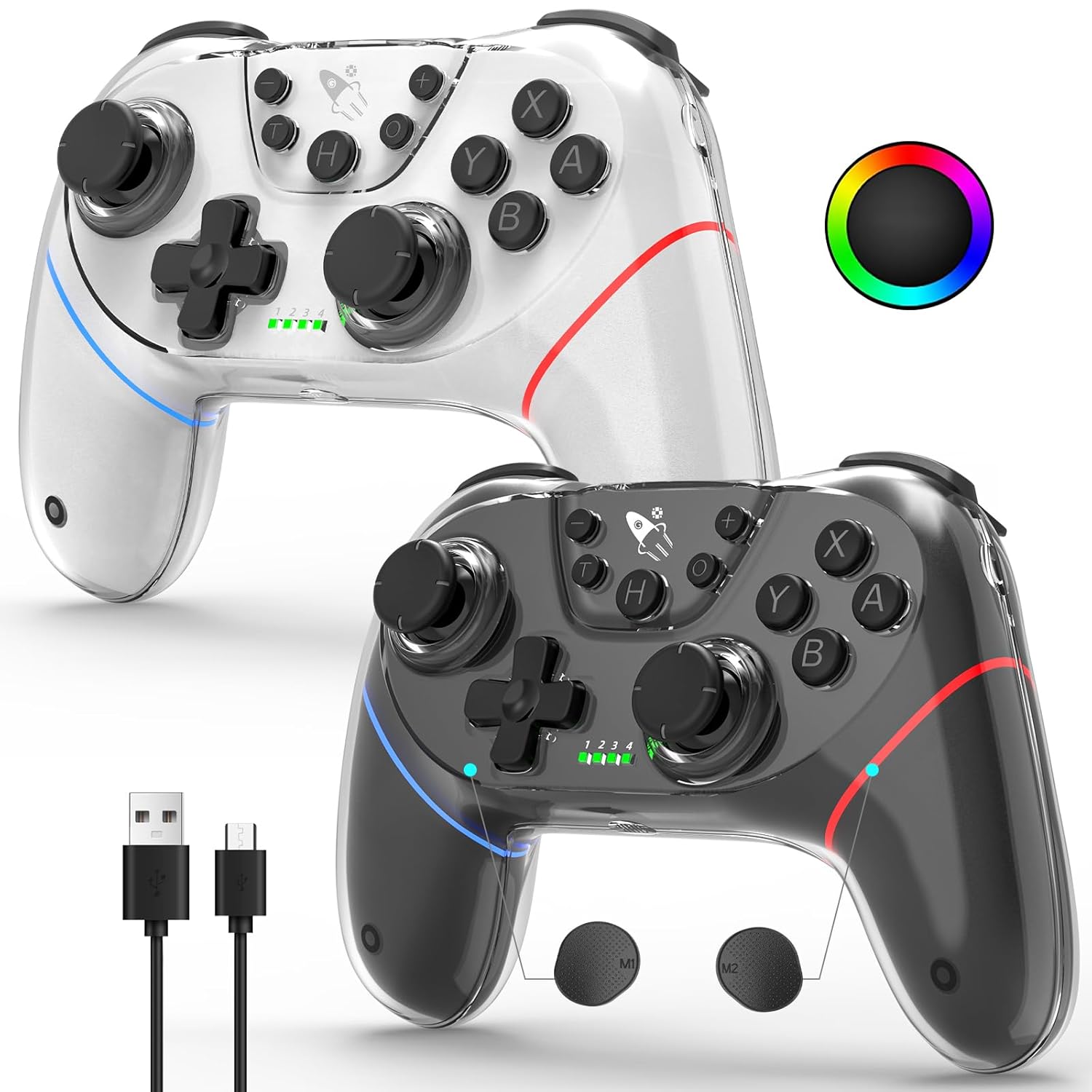 CONTROL INALÁMBRICO ACEGAMER STINTO PRO 2 PACK PARA NINTENDO SWITCH Y PC NEGRO Y BLANCO - 1