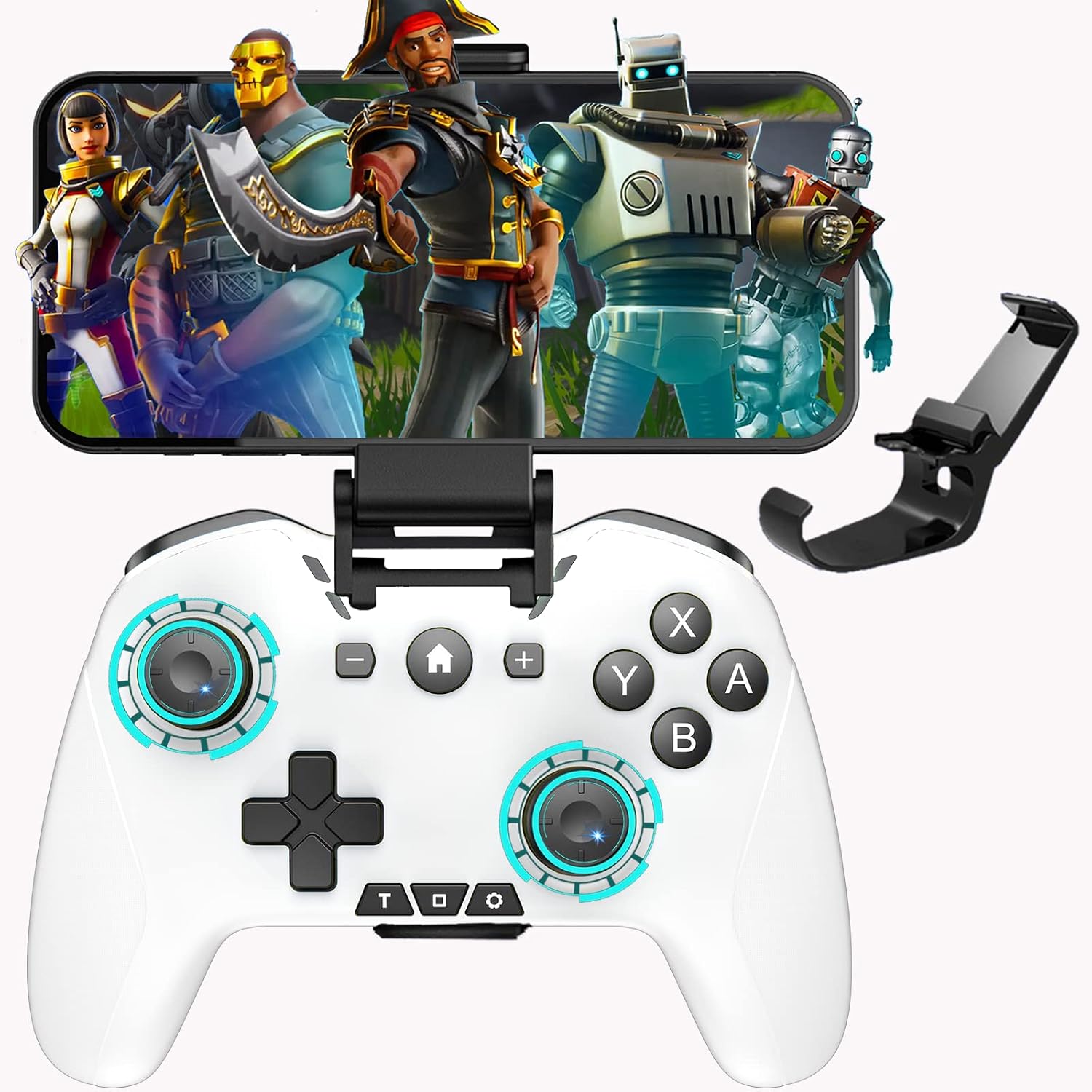CONTROL BLUETOOTH PARA SWITCH/MAC/PC/STEAM/MÓVIL UNIHOW BLANCO Y NEGRO CON CLIP - 1